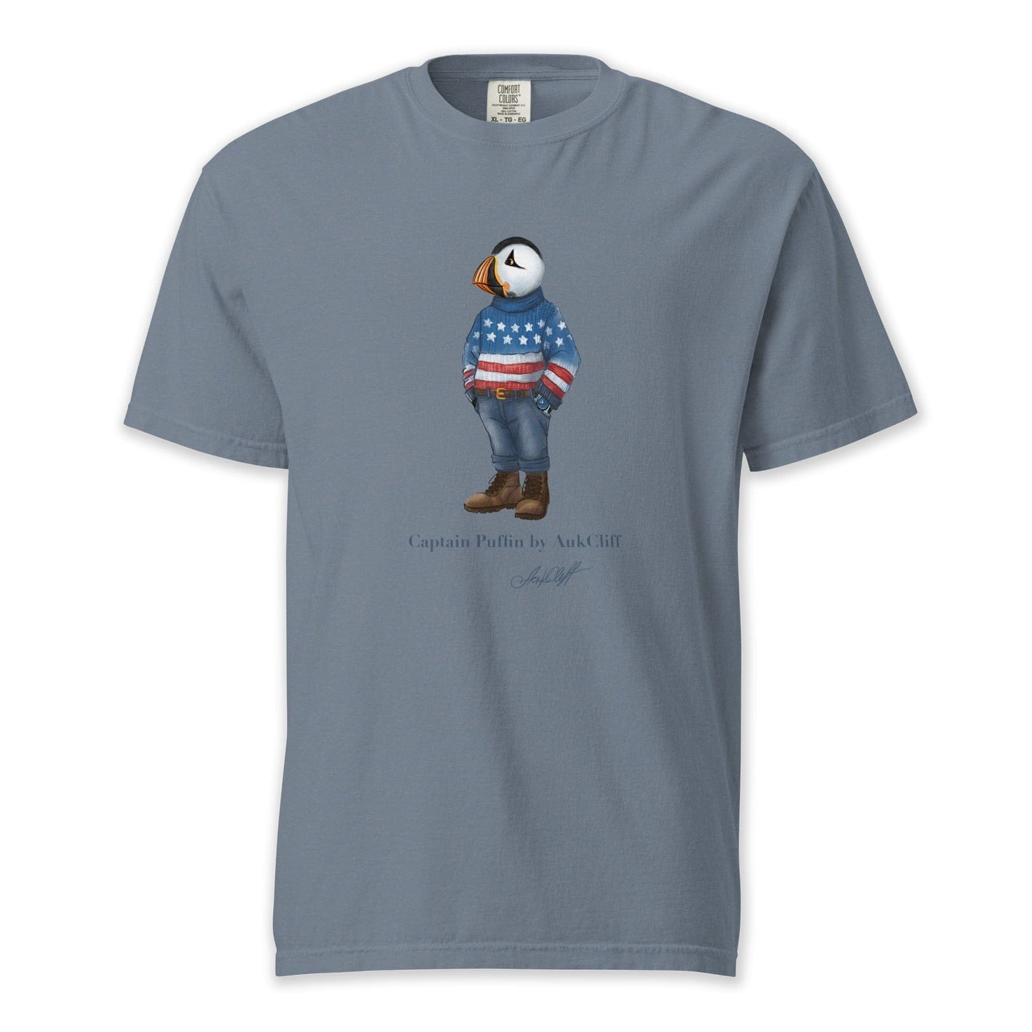 AukCliff Captain Puffin T-shirt Blue Jean / S Captain Puffin™ “USA Outfitter” Comfort Colors T-Shirt