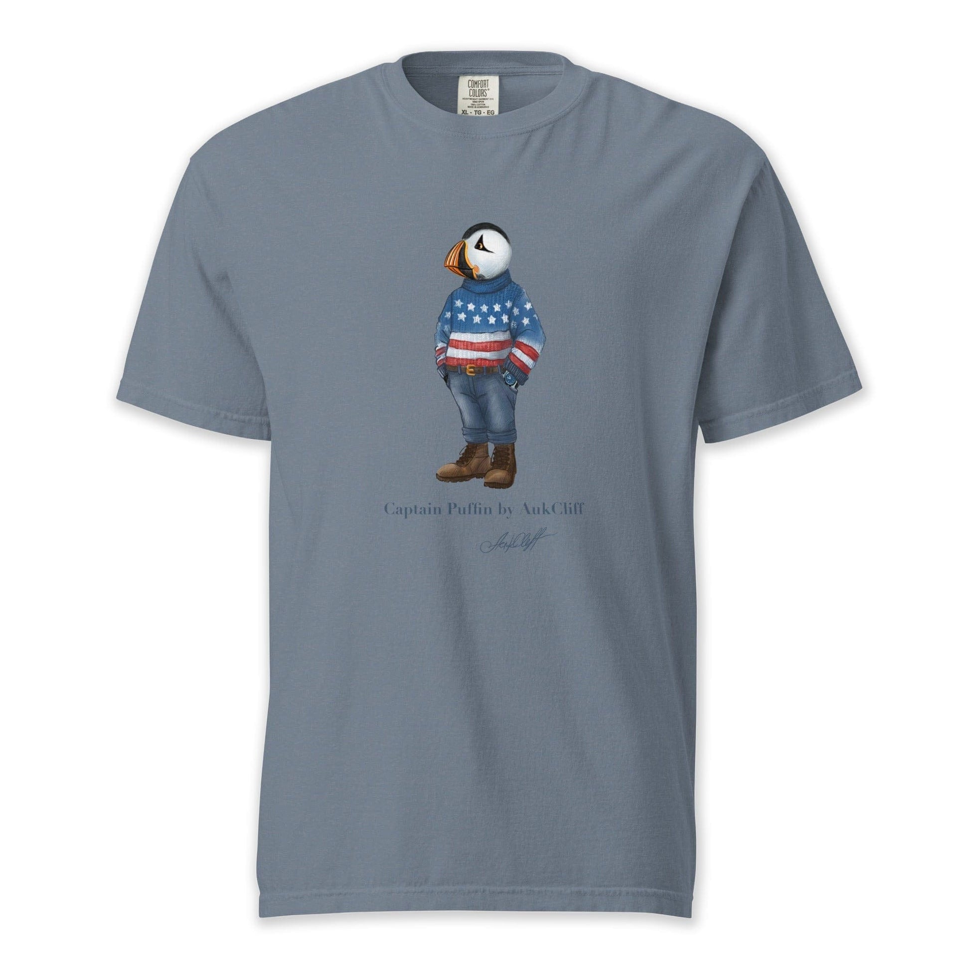 AukCliff Captain Puffin T-shirt Blue Jean / S Captain Puffin™ “USA Outfitter” Comfort Colors T-Shirt