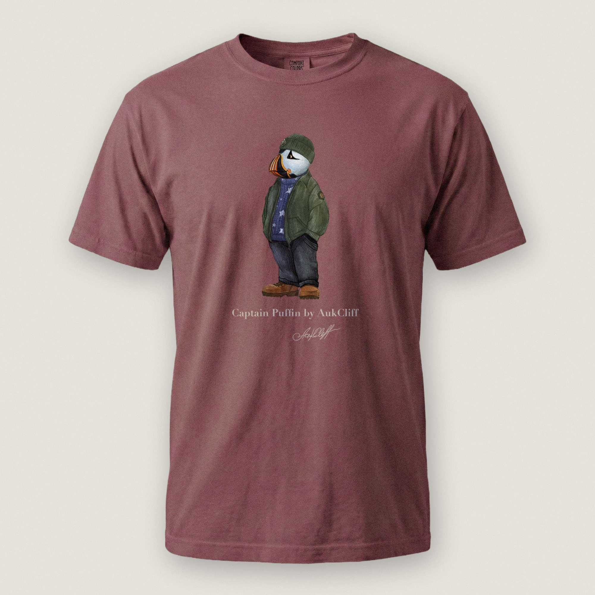 AukCliff® Captain Puffin T-shirt Brick / S Captain Puffin “American Trailkeeper” Comfort Colors T-Shirt