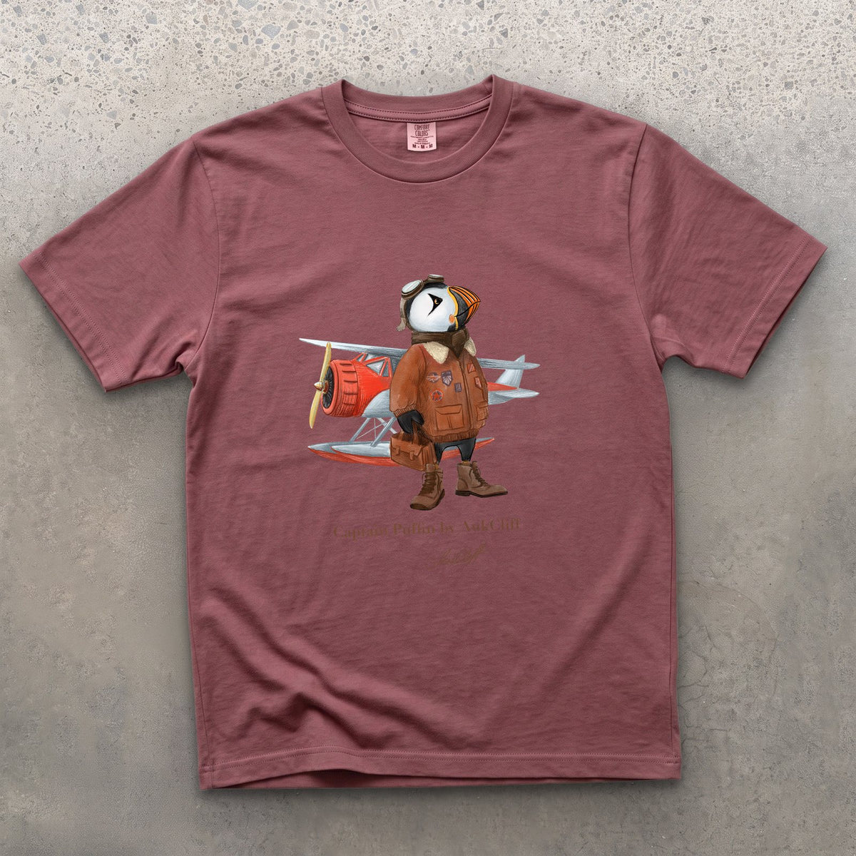 AukCliff Captain Puffin T-shirt Brick / S Captain Puffin™ Bush Pilot Comfort Colors T-Shirt
