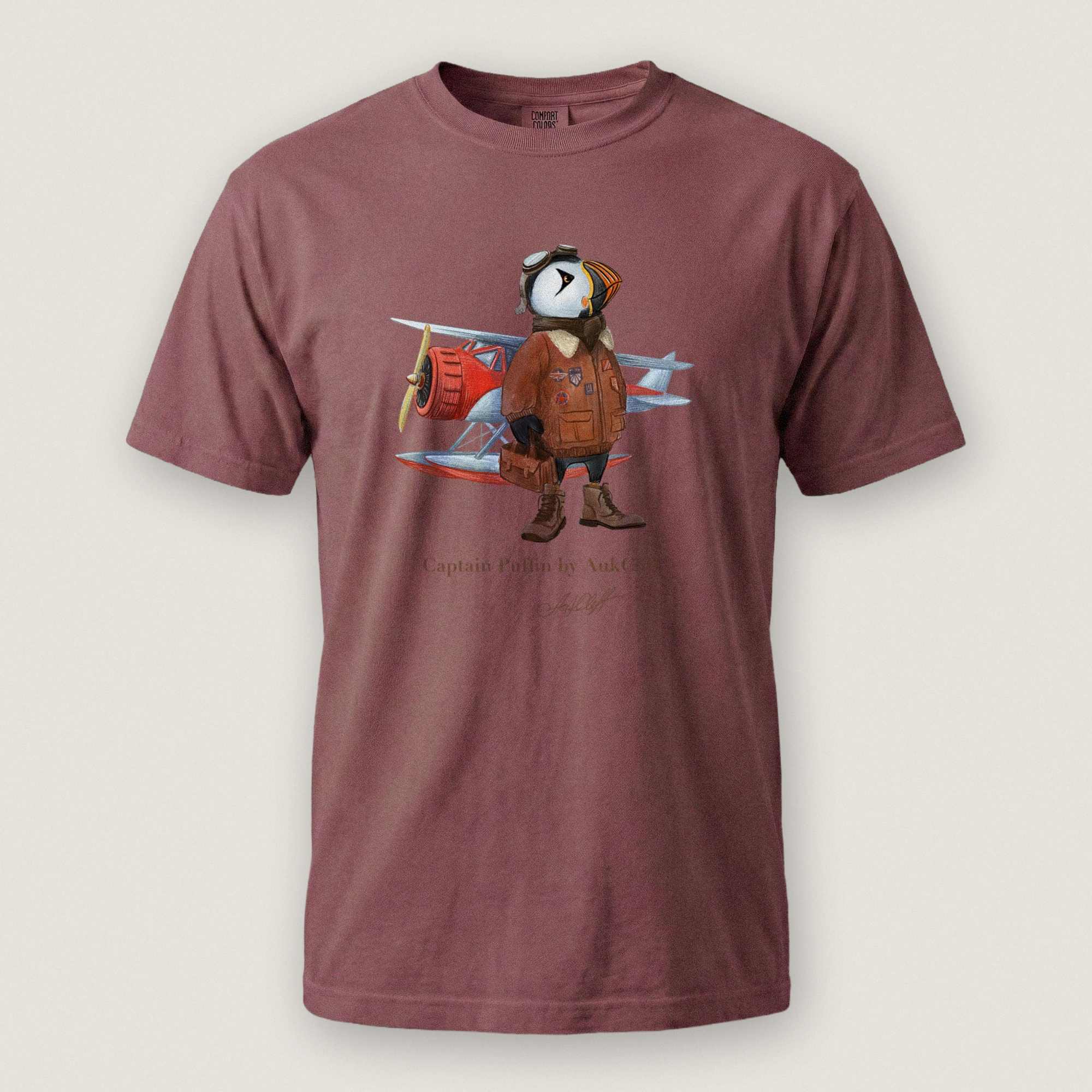AukCliff Captain Puffin T-shirt Brick / S Captain Puffin™ Bush Pilot Comfort Colors T-Shirt