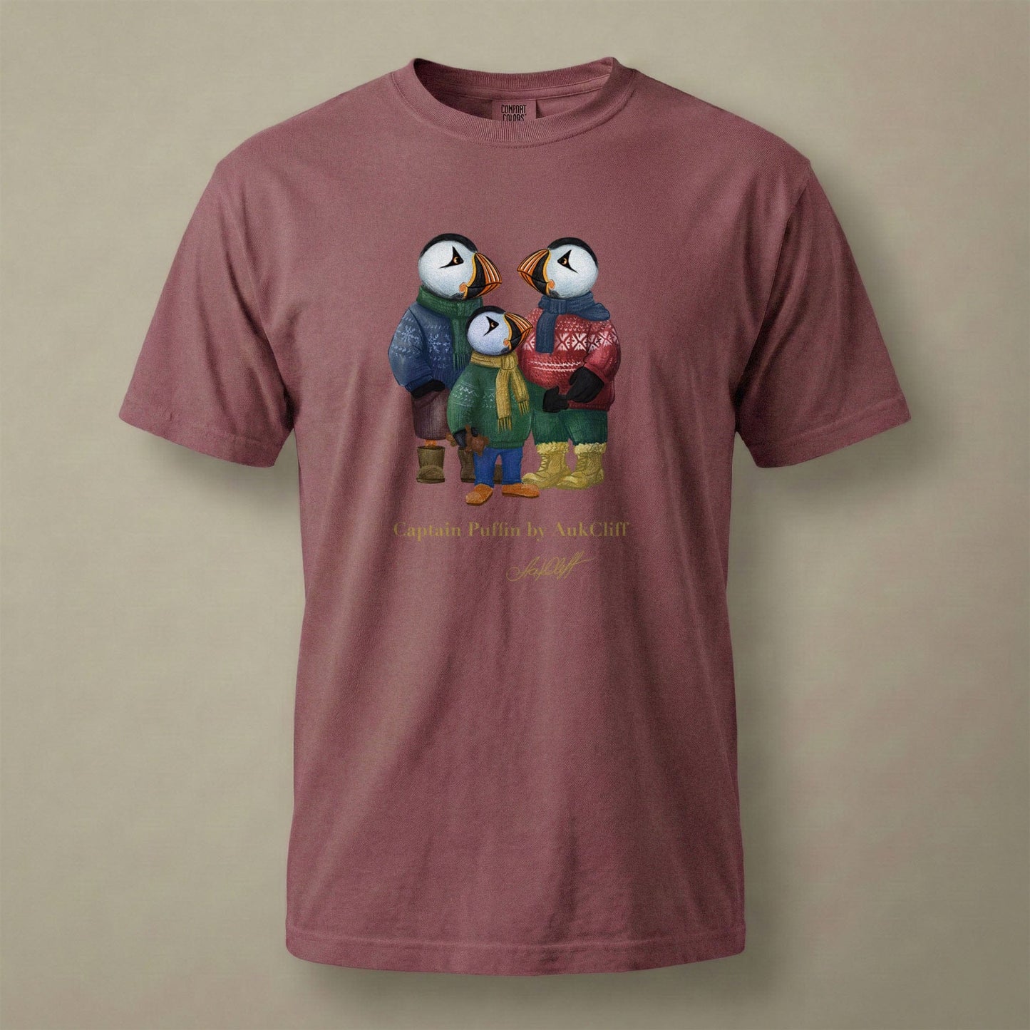 AukCliff Captain Puffin T-shirt Brick / S Captain Puffin™ “Festive Family” Comfort Colors T-Shirt