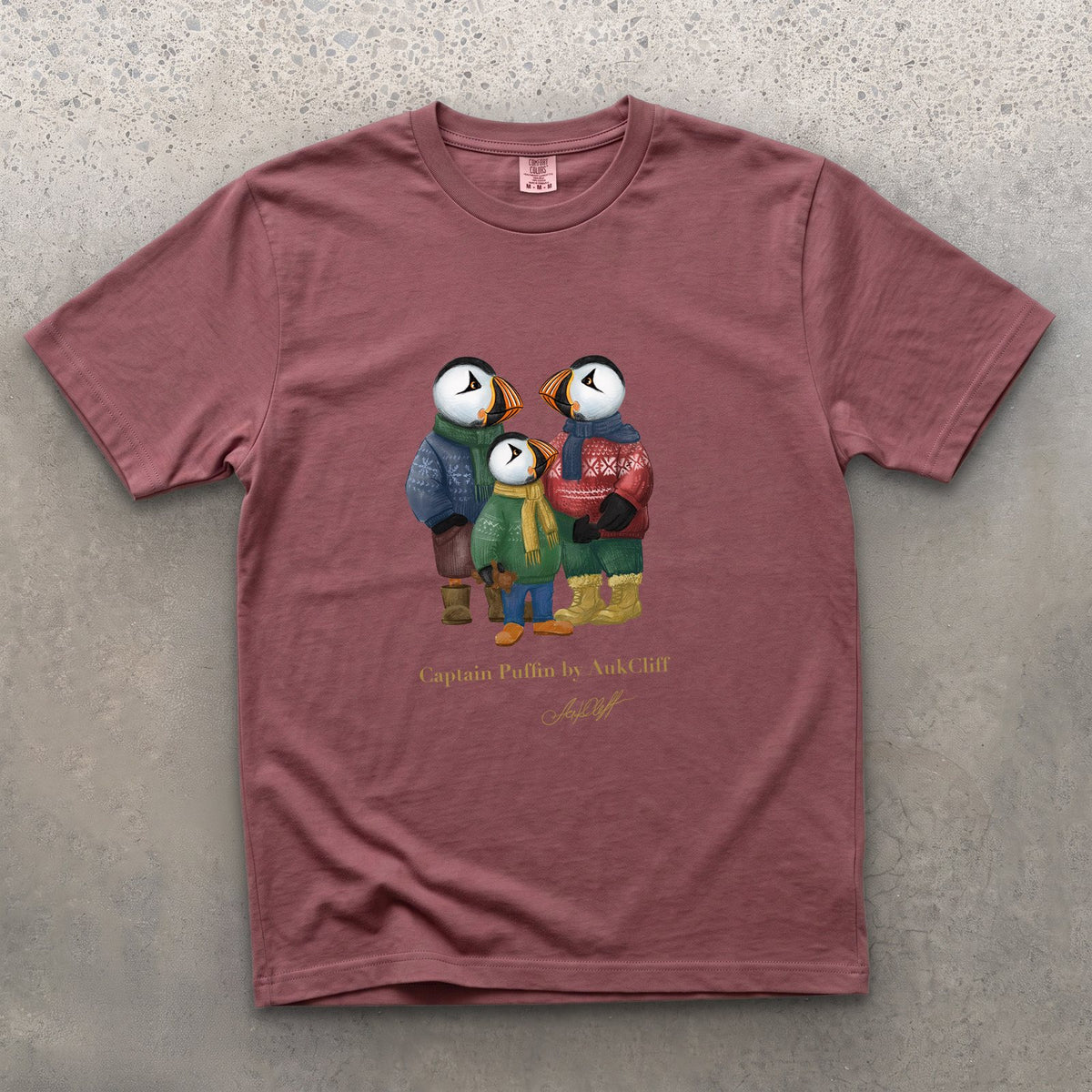 AukCliff Captain Puffin T-shirt Brick / S Captain Puffin™ “Festive Family” Comfort Colors T-Shirt
