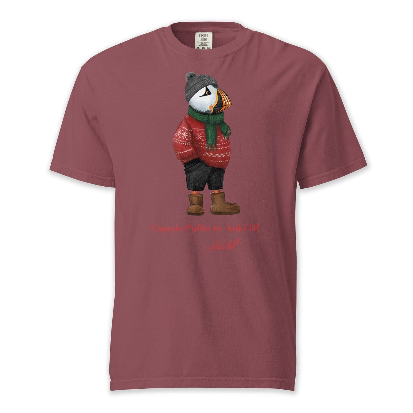 AukCliff Captain Puffin T-shirt Brick / S Captain Puffin™ “Festive Puffin” Comfort Colors T-Shirt