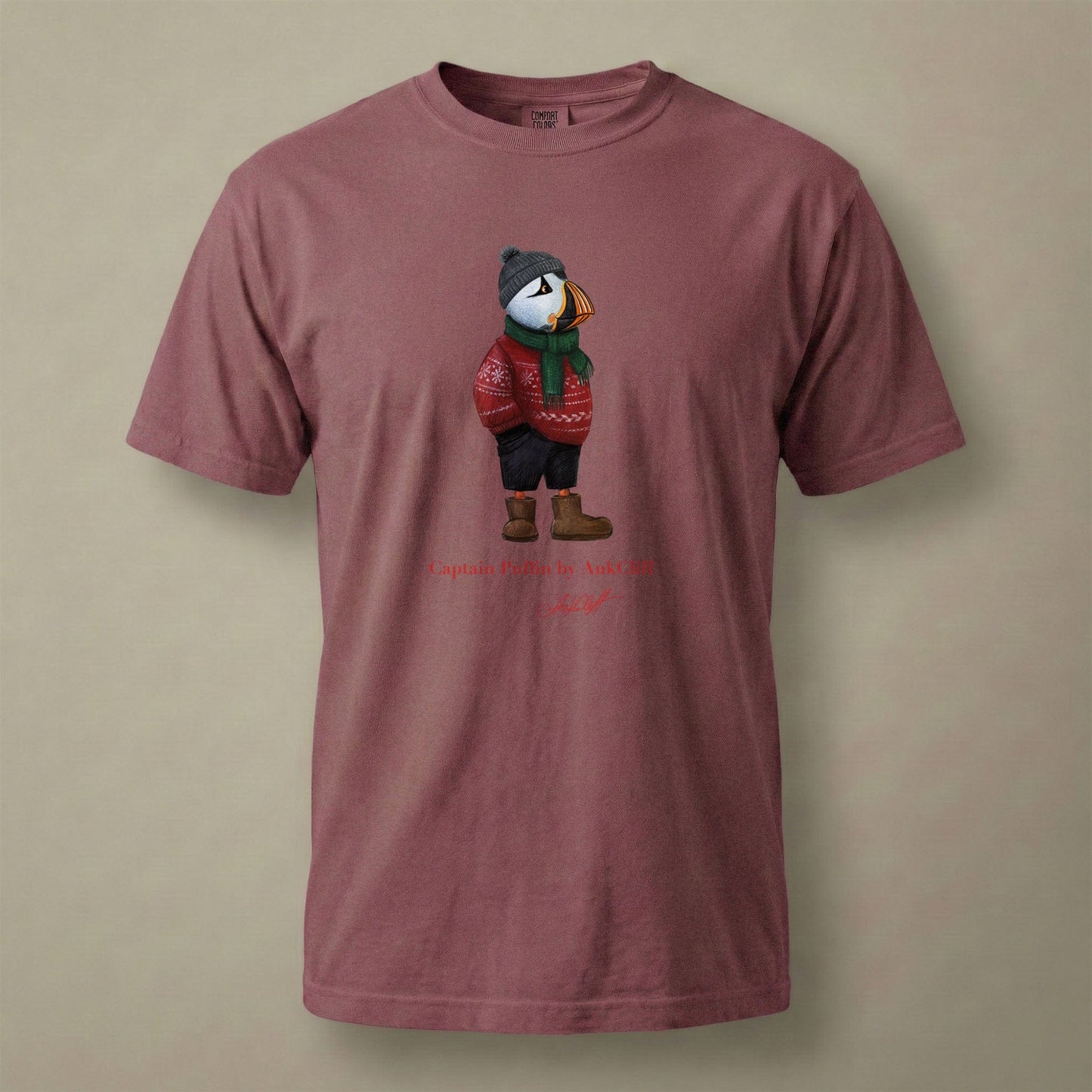 AukCliff Captain Puffin T-shirt Brick / S Captain Puffin™ “Festive Puffin” Comfort Colors T-Shirt