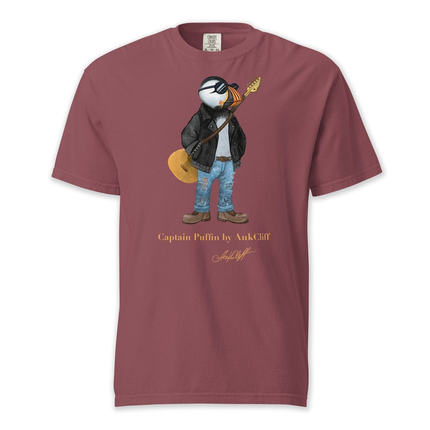 AukCliff Captain Puffin T-shirt Brick / S Captain Puffin™ “The Rock Band Rebel” Comfort Colors T-Shirt