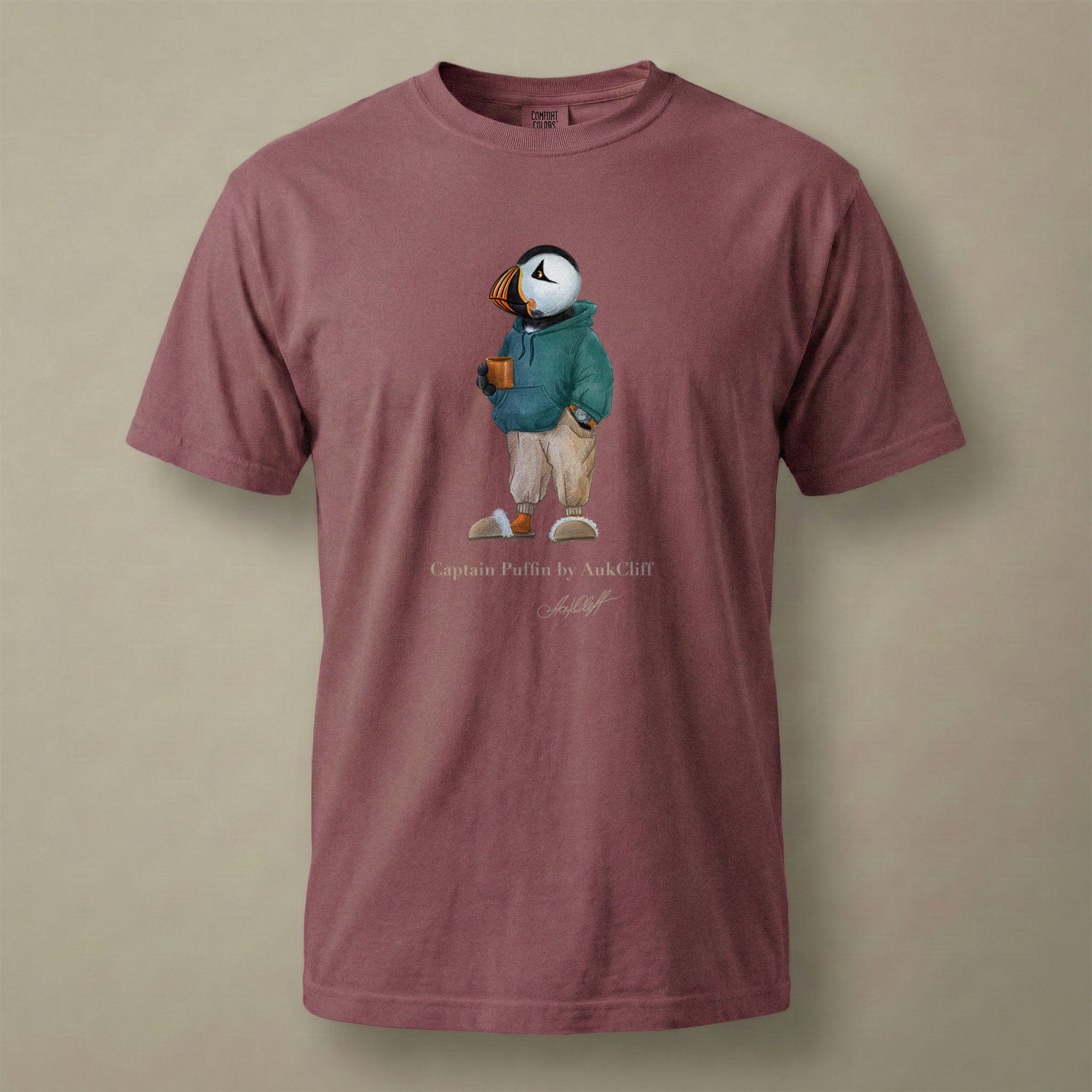 AukCliff® Captain Puffin T-shirt Brick / S Captain Puffin™ “Trail Après” Comfort Colors T-Shirt