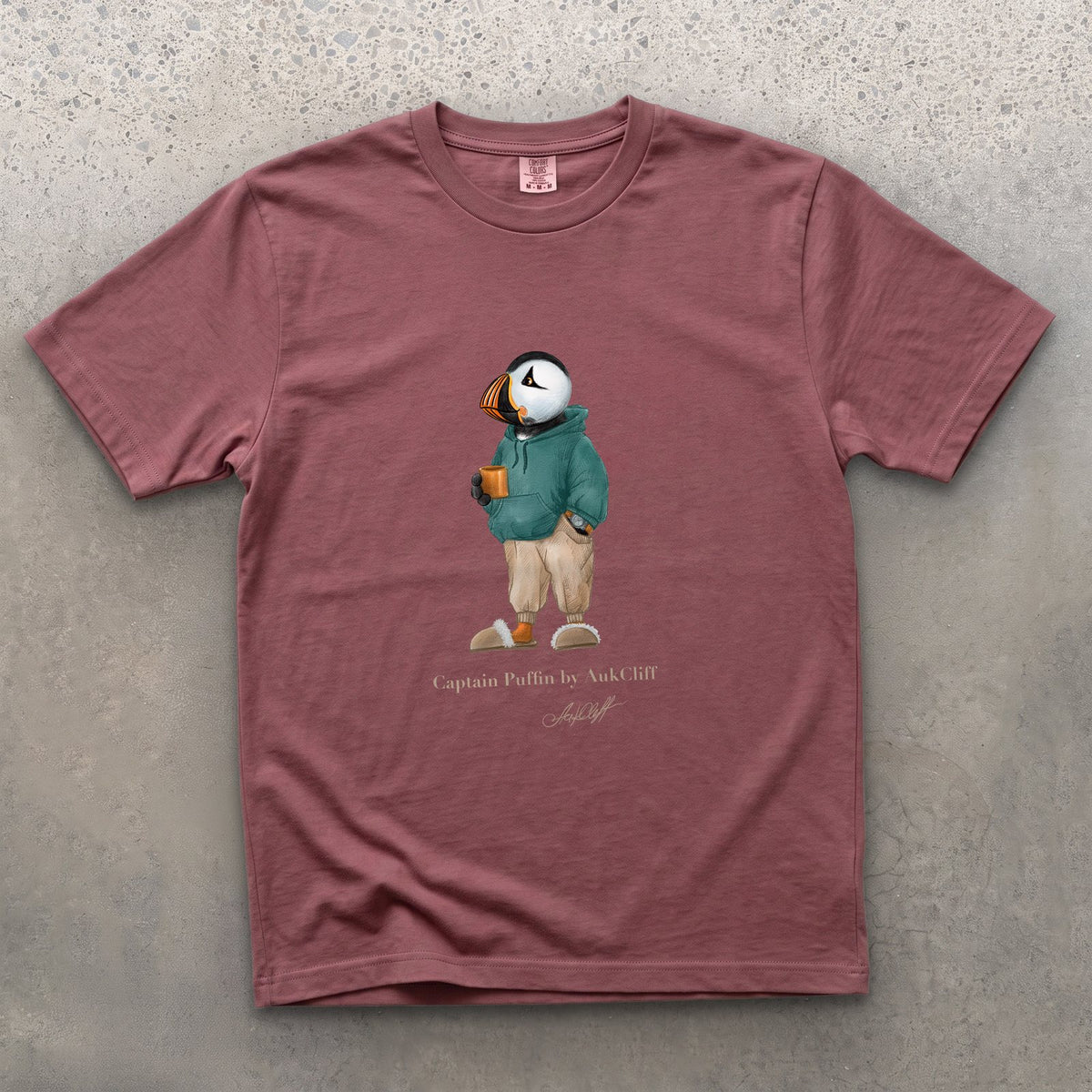 AukCliff® Captain Puffin T-shirt Brick / S Captain Puffin™ “Trail Après” Comfort Colors T-Shirt