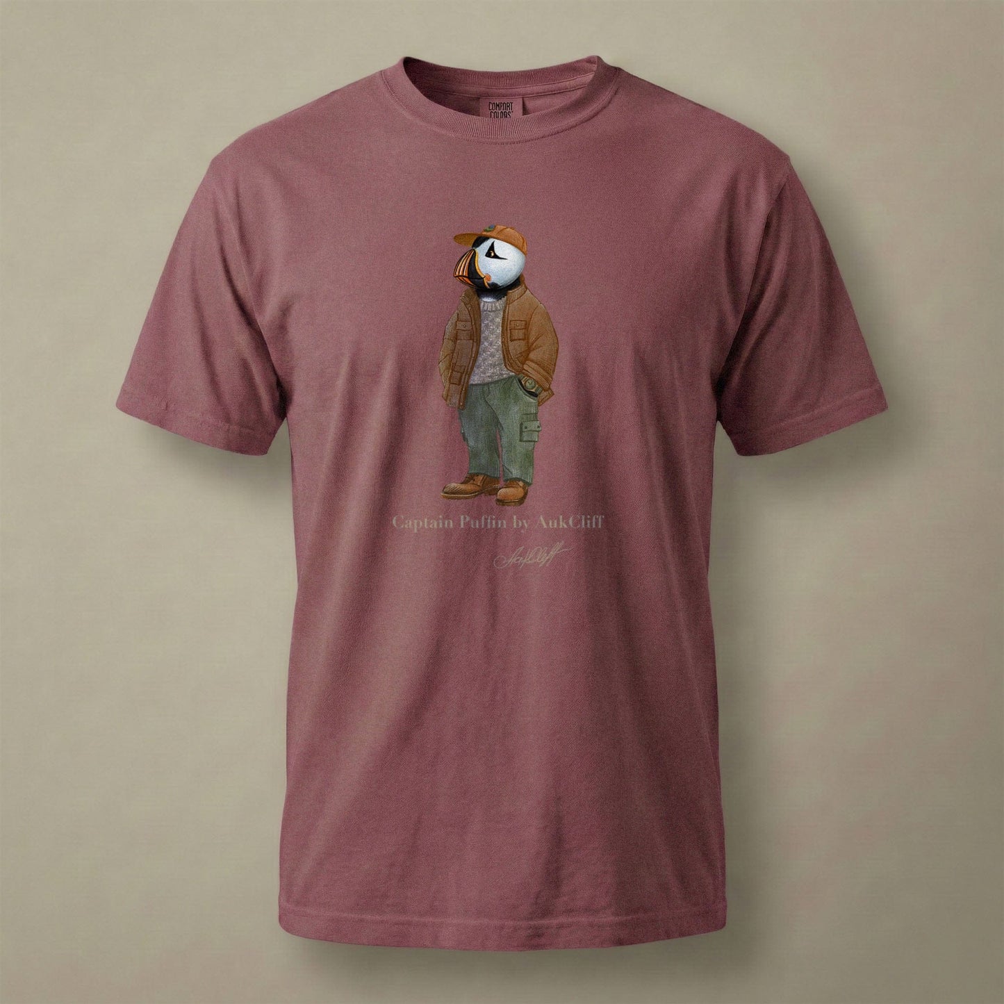 AukCliff® Captain Puffin T-shirt Brick / S Captain Puffin “UK Rambler” Comfort Colors T-Shirt