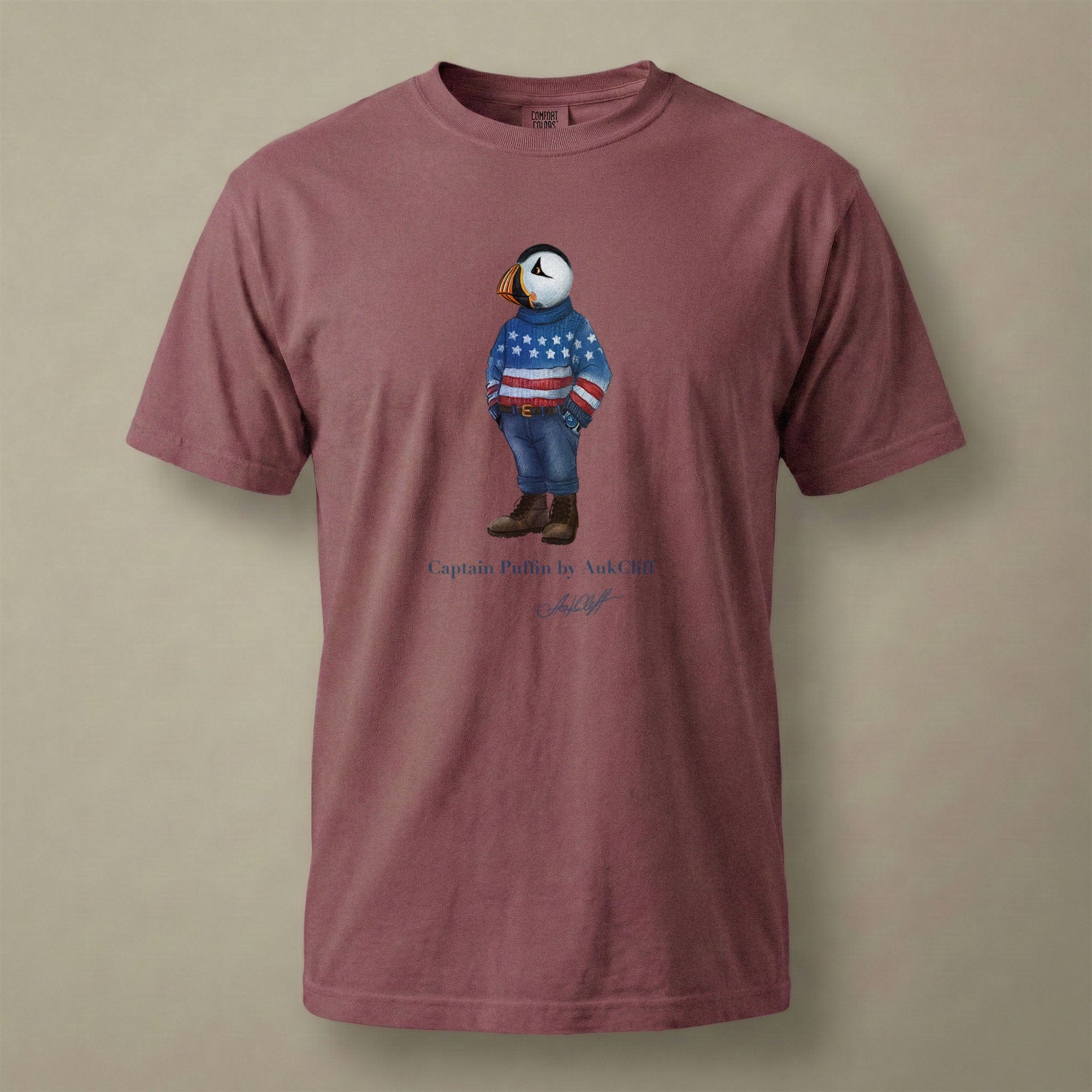 AukCliff Captain Puffin T-shirt Brick / S Captain Puffin™ “USA Outfitter” Comfort Colors T-Shirt