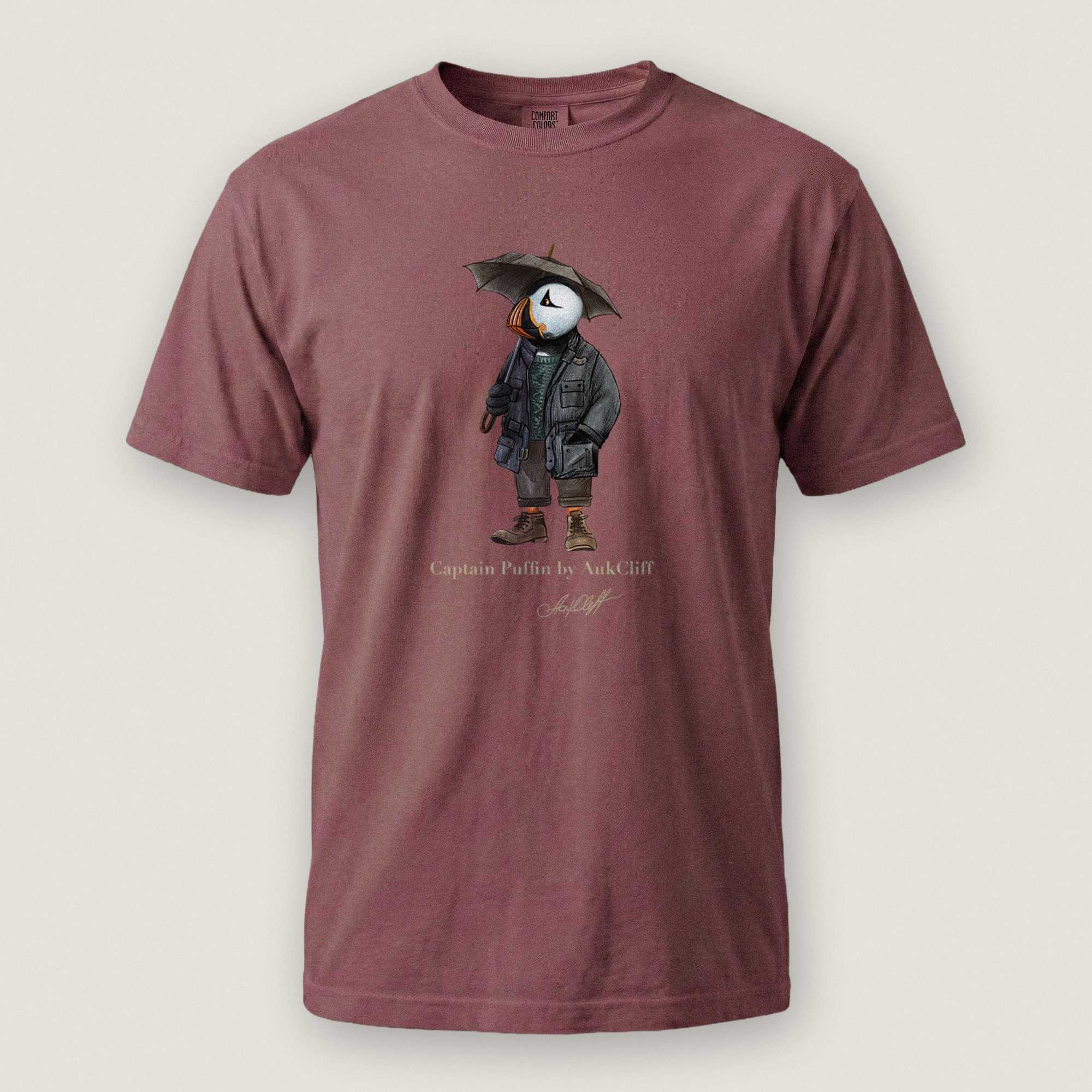 AukCliff® Captain Puffin T-shirt Brick / S Captain Puffin™ “Waxed Trail Rover” Comfort Colors T-Shirt
