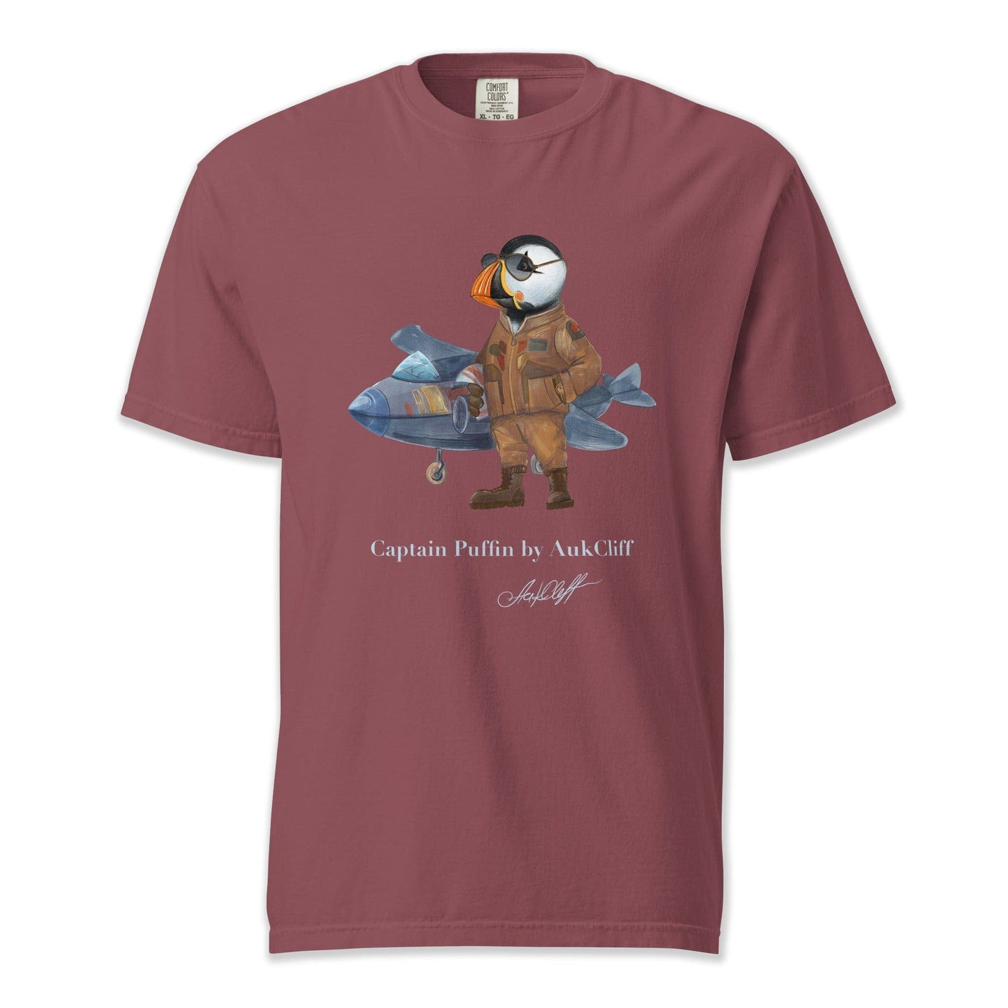 AukCliff Captain Puffin T-shirt Brick / S Comfort Colors™ Captain Puffin Jet Pilot T-Shirt