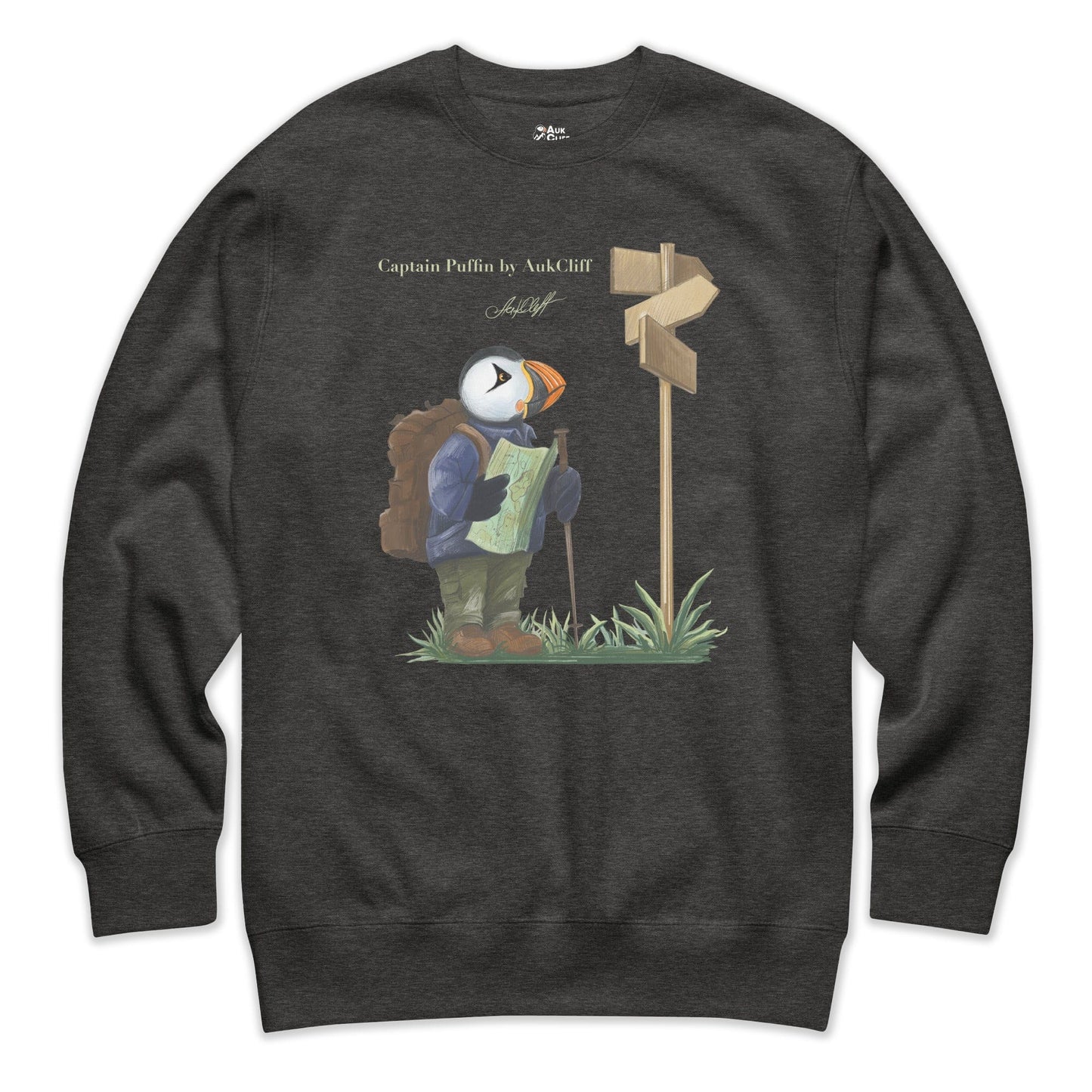 AukCliff Captain Puffin T-shirt Charcoal Heather / S Captain Puffin™ Hiker Sweatshirt