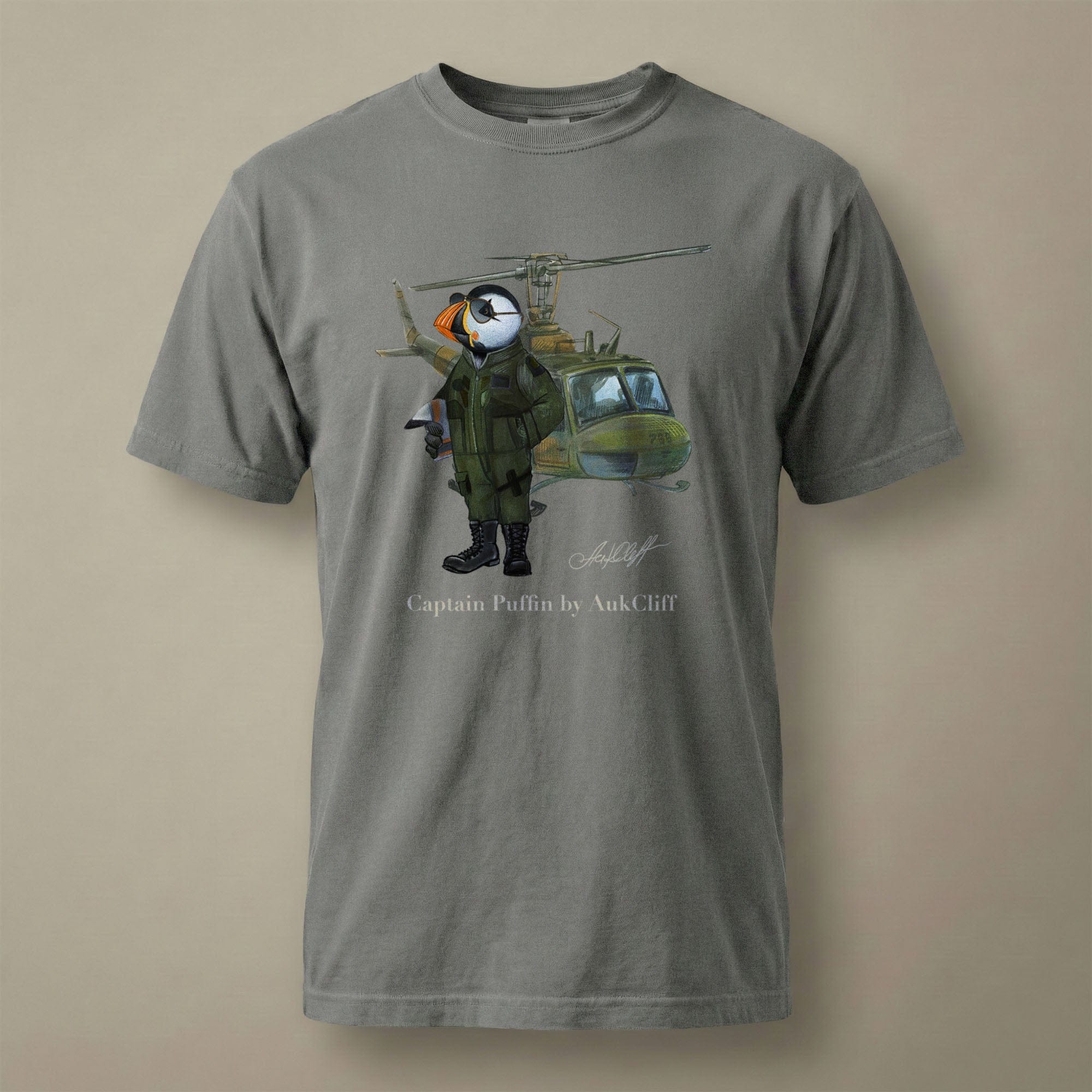AukCliff® Captain Puffin T-shirt Grey / S Captain Puffin™ Airborne Comfort Colors T-Shirt