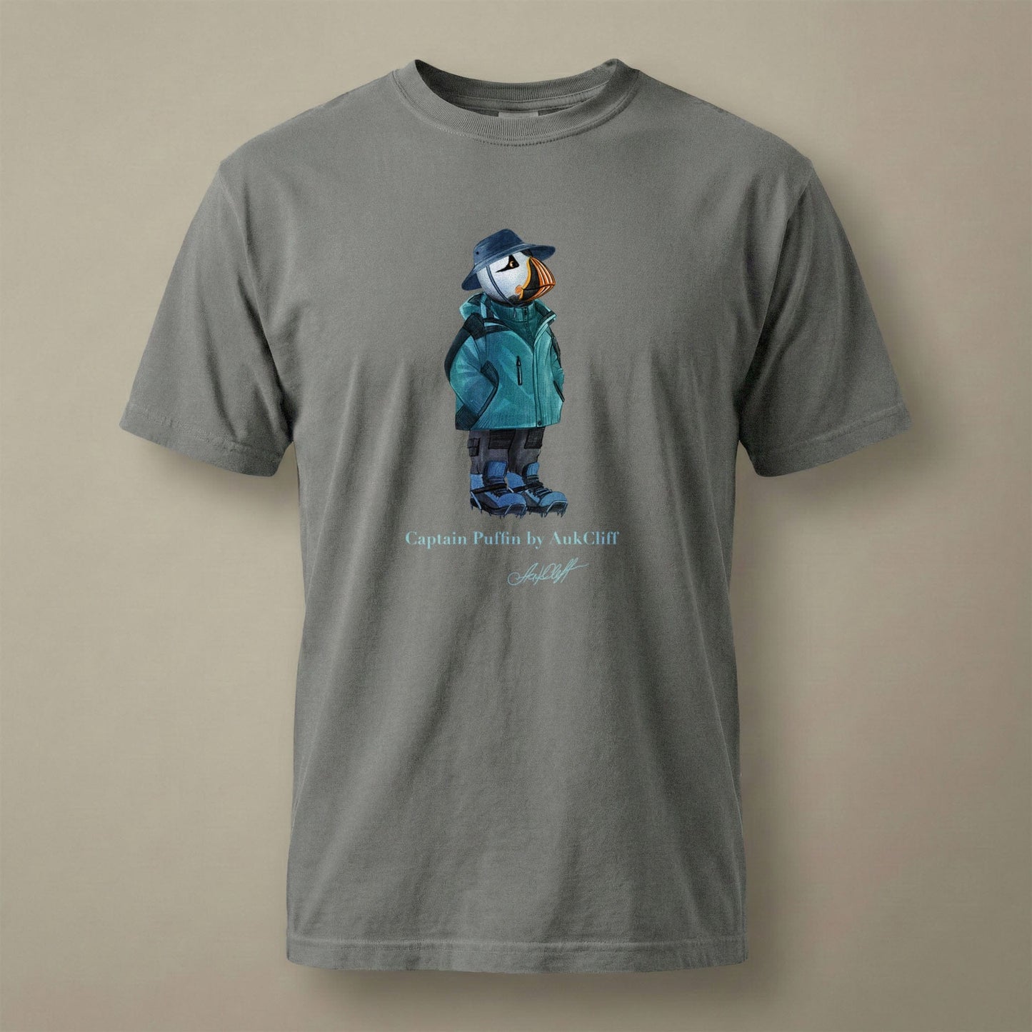 AukCliff® Captain Puffin T-shirt Grey / S Captain Puffin “Alpine Wayfarer” Comfort Colors T-Shirt