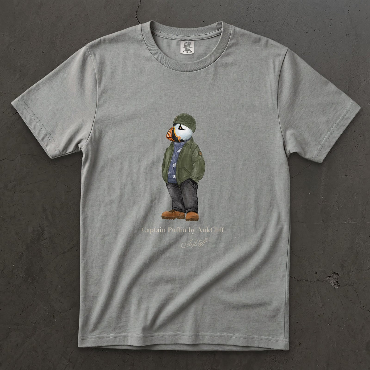 AukCliff® Captain Puffin T-shirt Grey / S Captain Puffin “American Trailkeeper” Comfort Colors T-Shirt