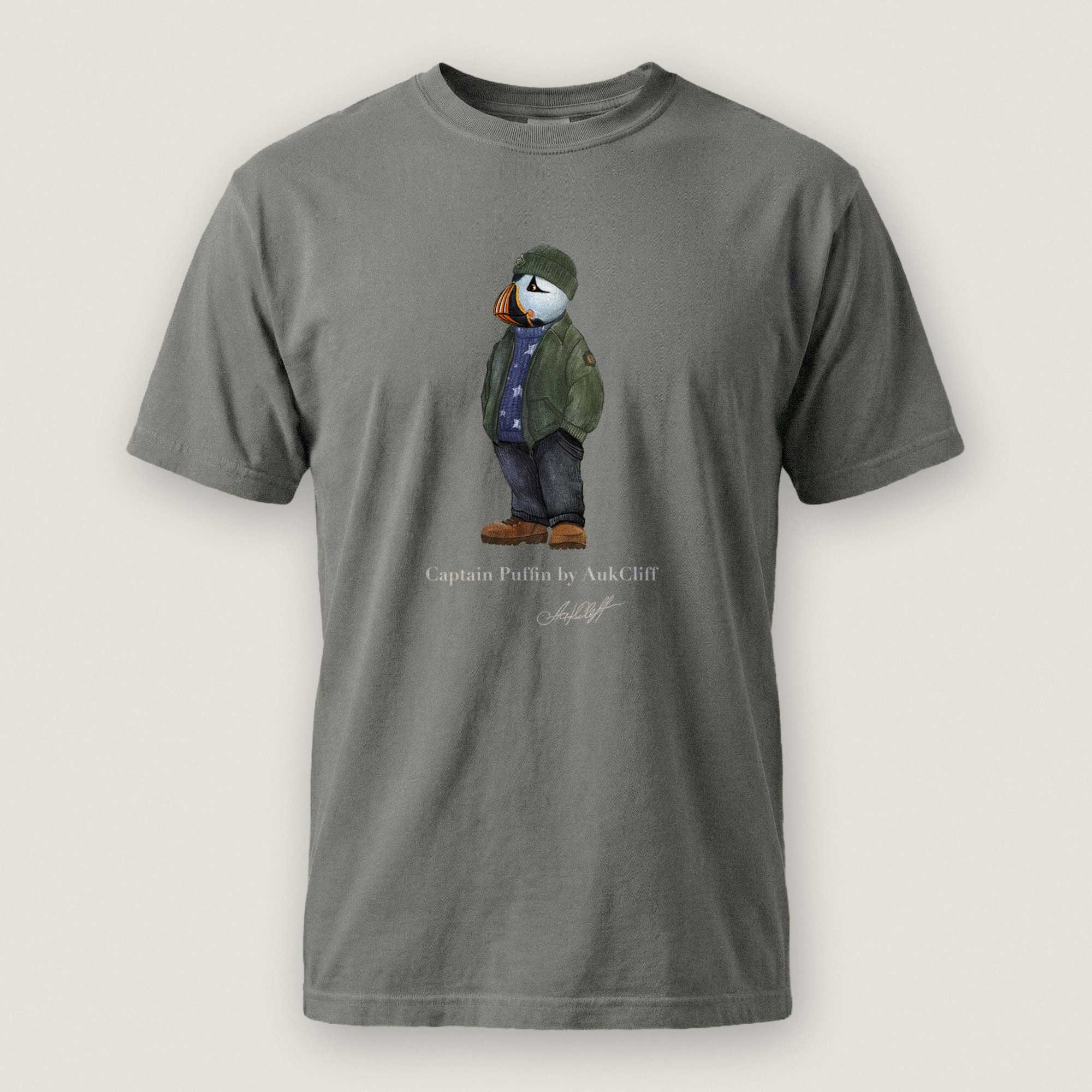 AukCliff® Captain Puffin T-shirt Grey / S Captain Puffin “American Trailkeeper” Comfort Colors T-Shirt