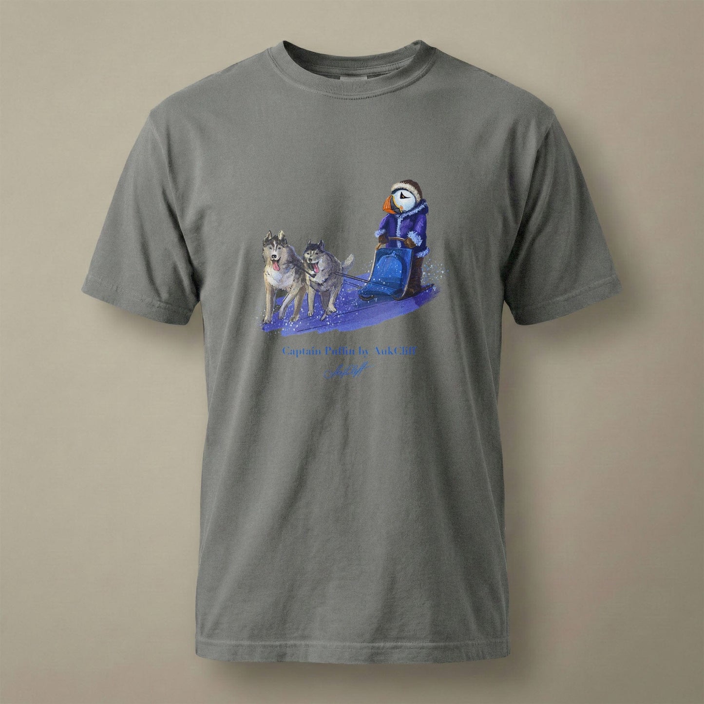 AukCliff Captain Puffin T-shirt Grey / S Captain Puffin™ Arctic Dog Sledder T-Shirt