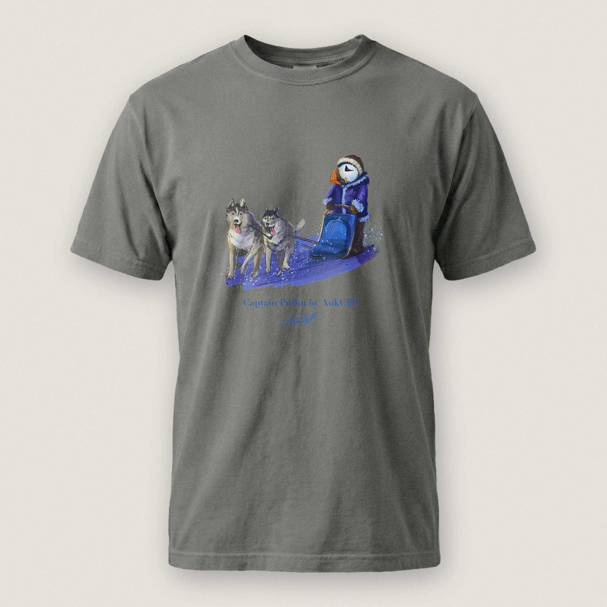 AukCliff Captain Puffin T-shirt Grey / S Captain Puffin™ Arctic Dog Sledder T-Shirt