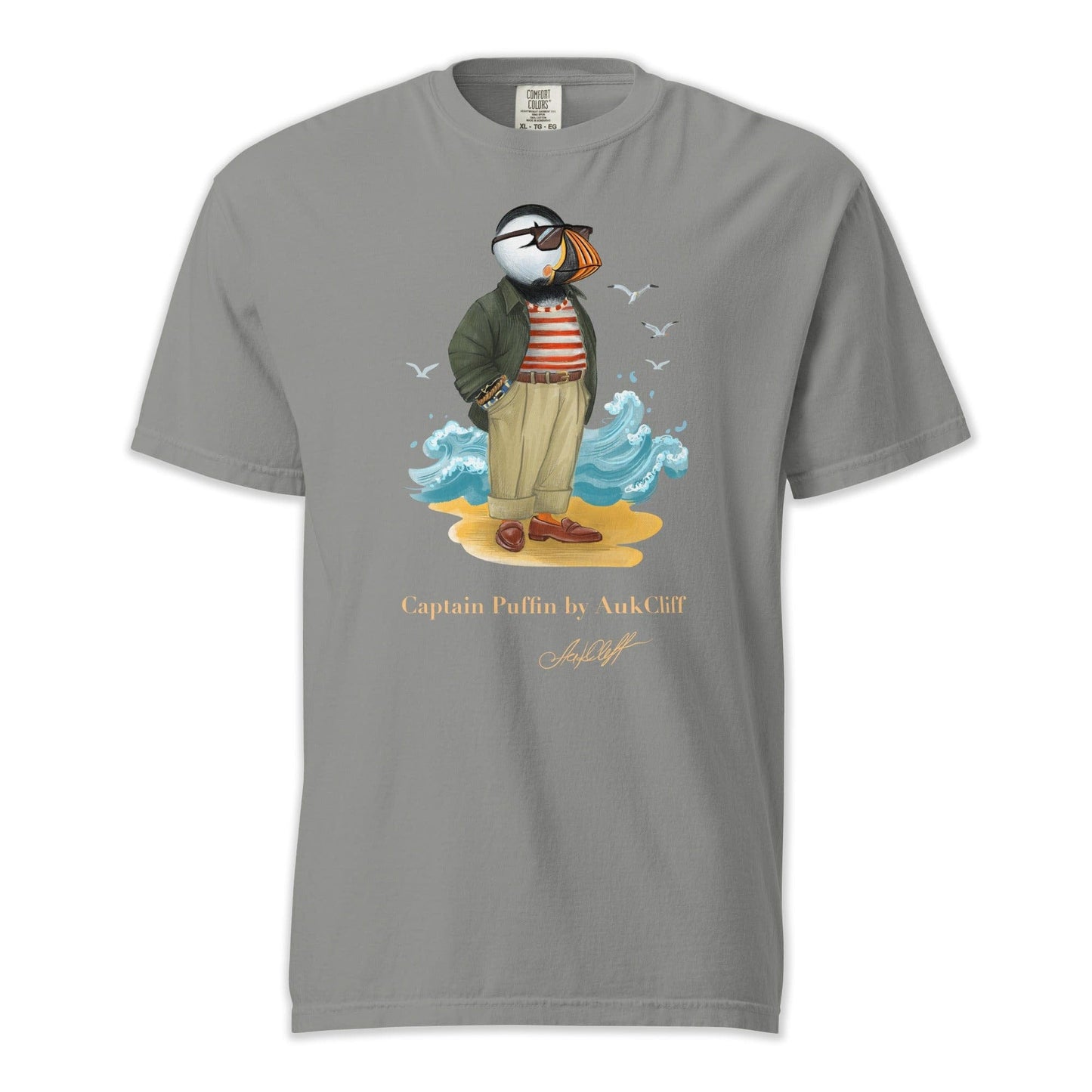AukCliff Captain Puffin T-shirt Grey / S Captain Puffin™ Coastal Wanderer Comfort Colors T-Shirt