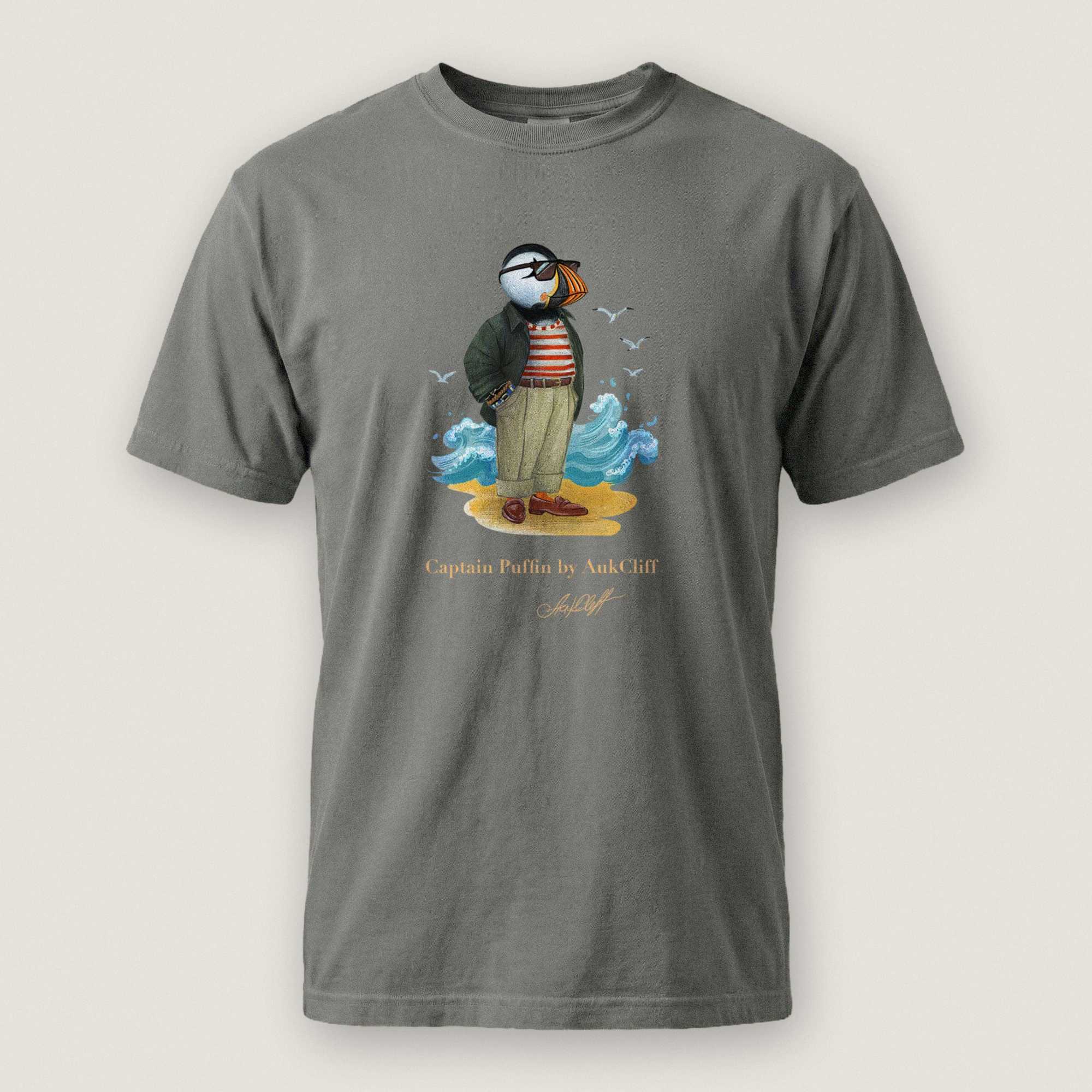 AukCliff Captain Puffin T-shirt Grey / S Captain Puffin™ Coastal Wanderer Comfort Colors T-Shirt