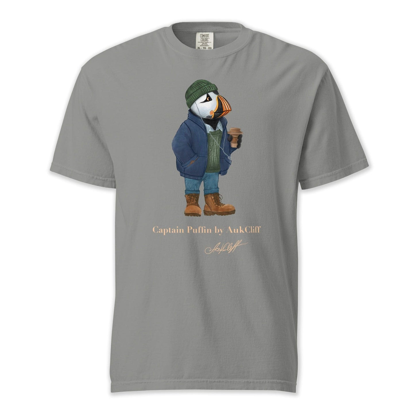 AukCliff Captain Puffin T-shirt Grey / S Captain Puffin™ Coffeehouse Comfort Colors T-Shirt