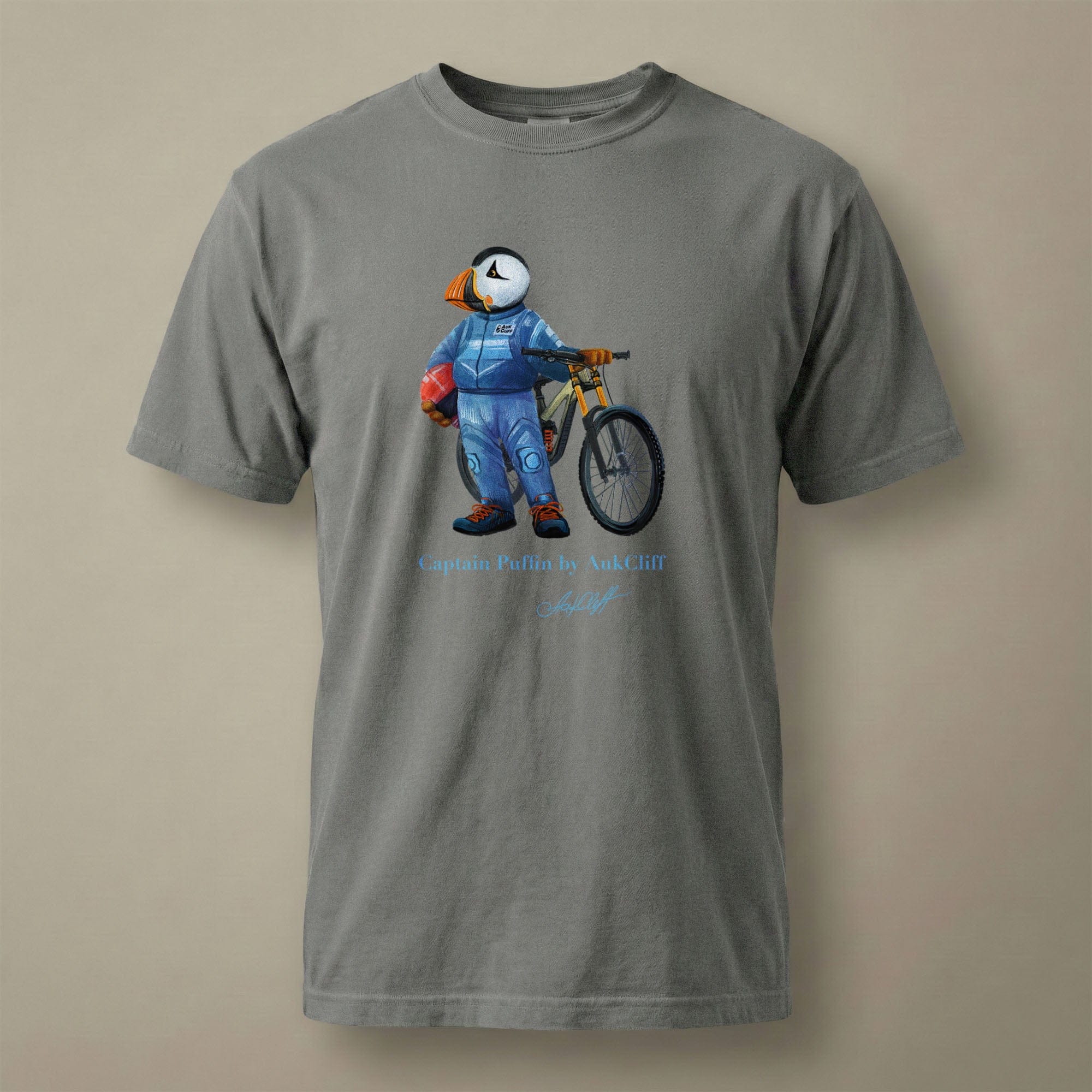 AukCliff Captain Puffin T-shirt Grey / S Captain Puffin™ Downhill Mountain Biker Comfort Colors T-Shirt