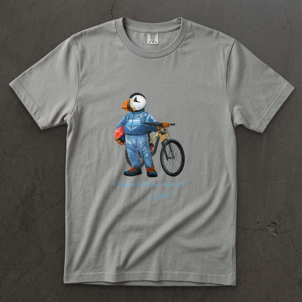 AukCliff Captain Puffin T-shirt Grey / S Captain Puffin™ Downhill Mountain Biker Comfort Colors T-Shirt