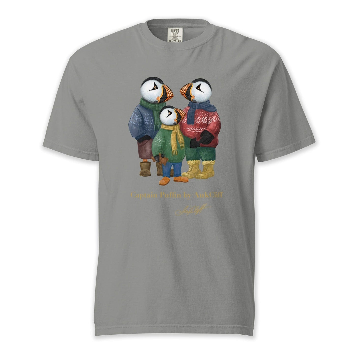 AukCliff Captain Puffin T-shirt Grey / S Captain Puffin™ “Festive Family” Comfort Colors T-Shirt