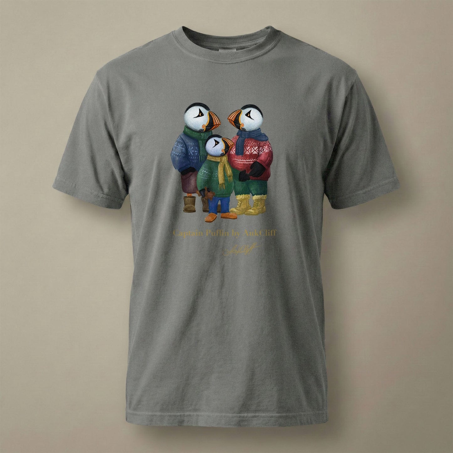 AukCliff Captain Puffin T-shirt Grey / S Captain Puffin™ “Festive Family” Comfort Colors T-Shirt