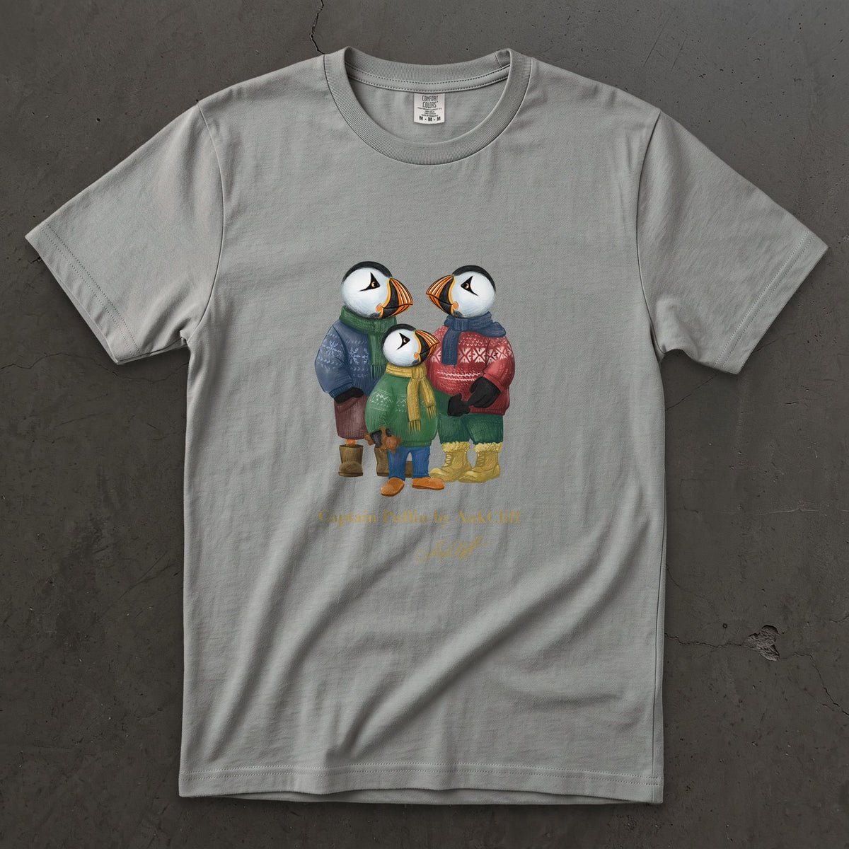 AukCliff Captain Puffin T-shirt Grey / S Captain Puffin™ “Festive Family” Comfort Colors T-Shirt