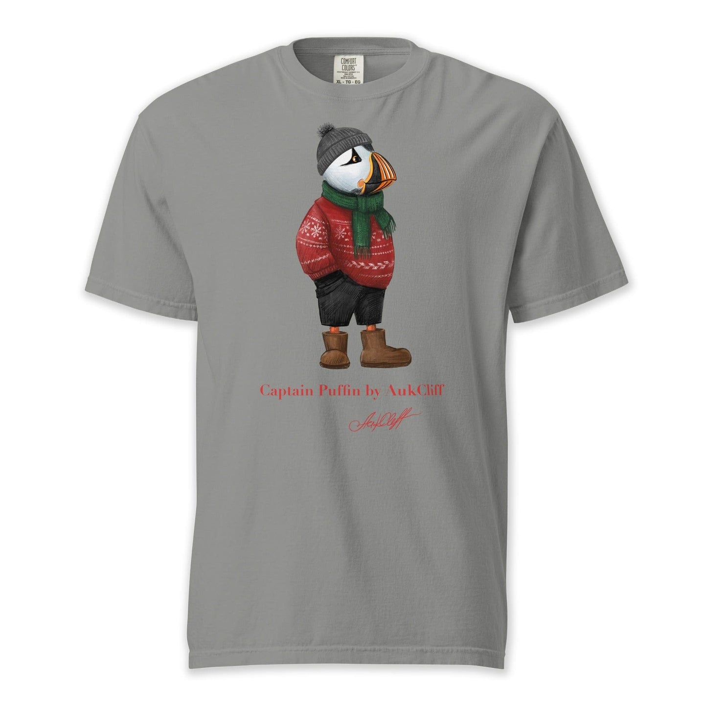 AukCliff Captain Puffin T-shirt Grey / S Captain Puffin™ “Festive Puffin” Comfort Colors T-Shirt