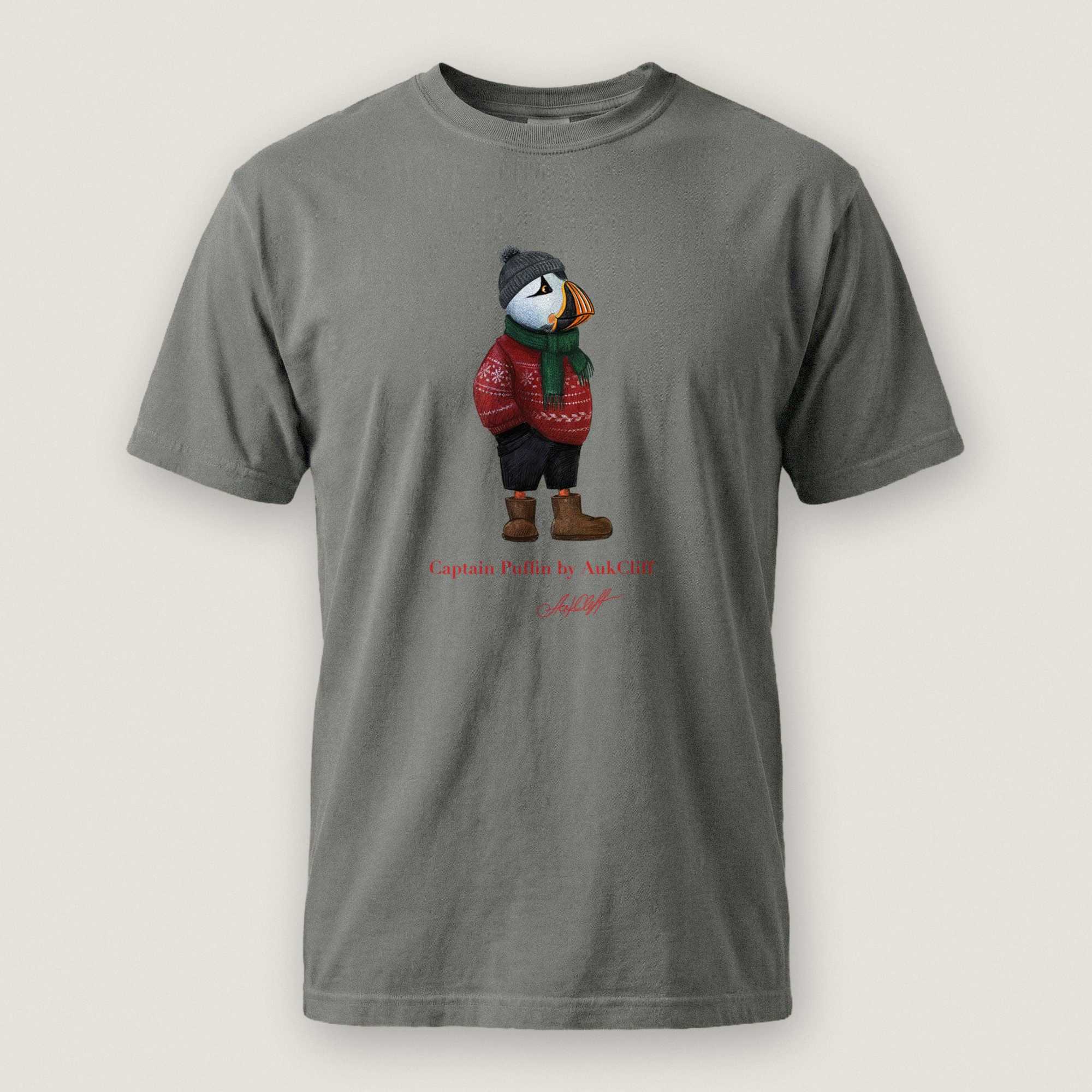 AukCliff Captain Puffin T-shirt Grey / S Captain Puffin™ “Festive Puffin” Comfort Colors T-Shirt