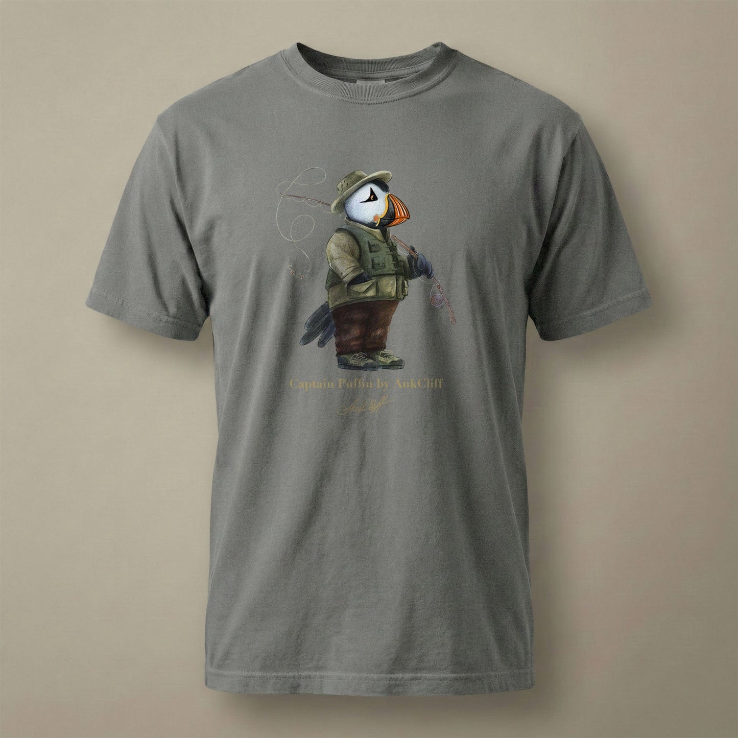 AukCliff Captain Puffin T-shirt Grey / S Captain Puffin™ Fly Fisherman Comfort Colors T-Shirt