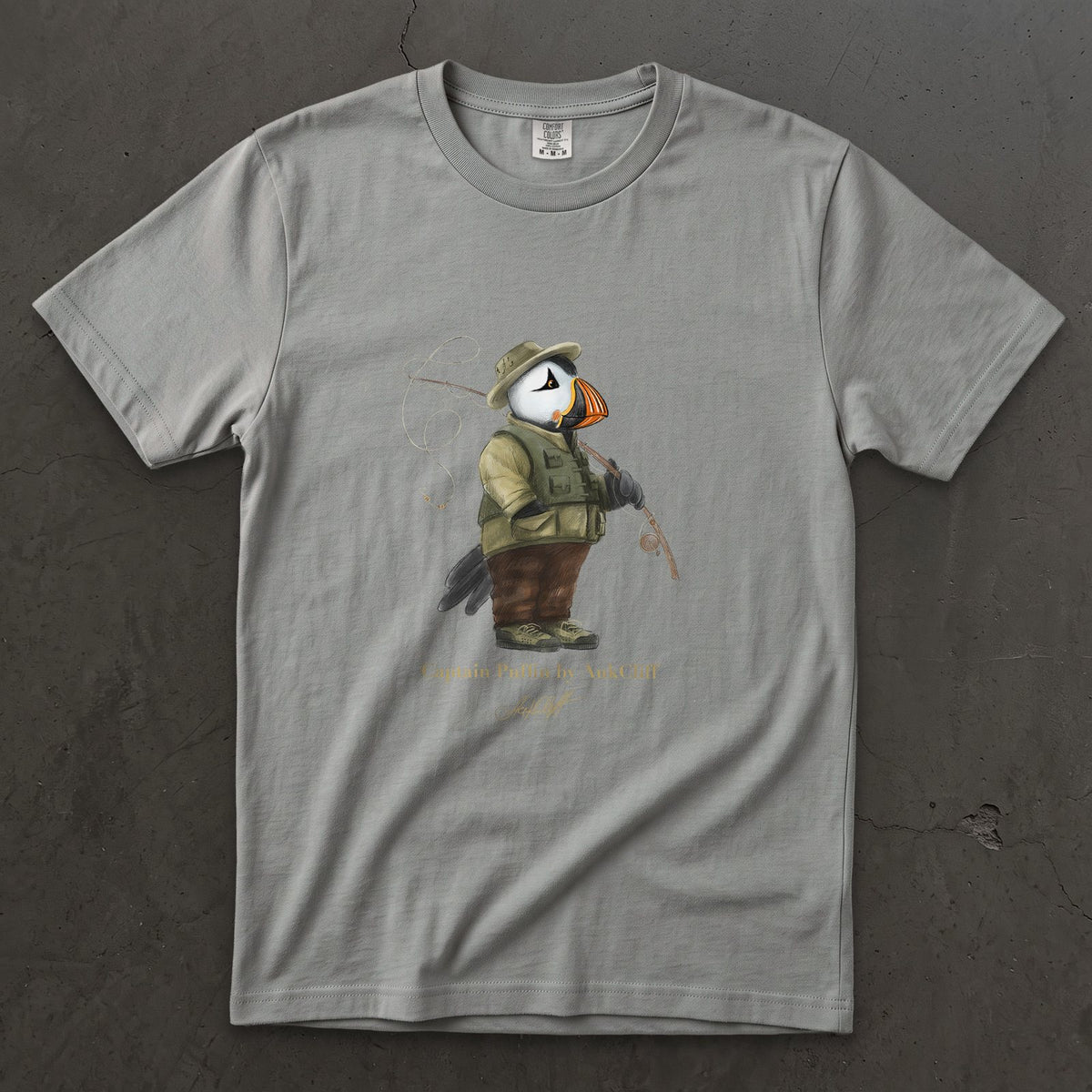 AukCliff Captain Puffin T-shirt Grey / S Captain Puffin™ Fly Fisherman Comfort Colors T-Shirt