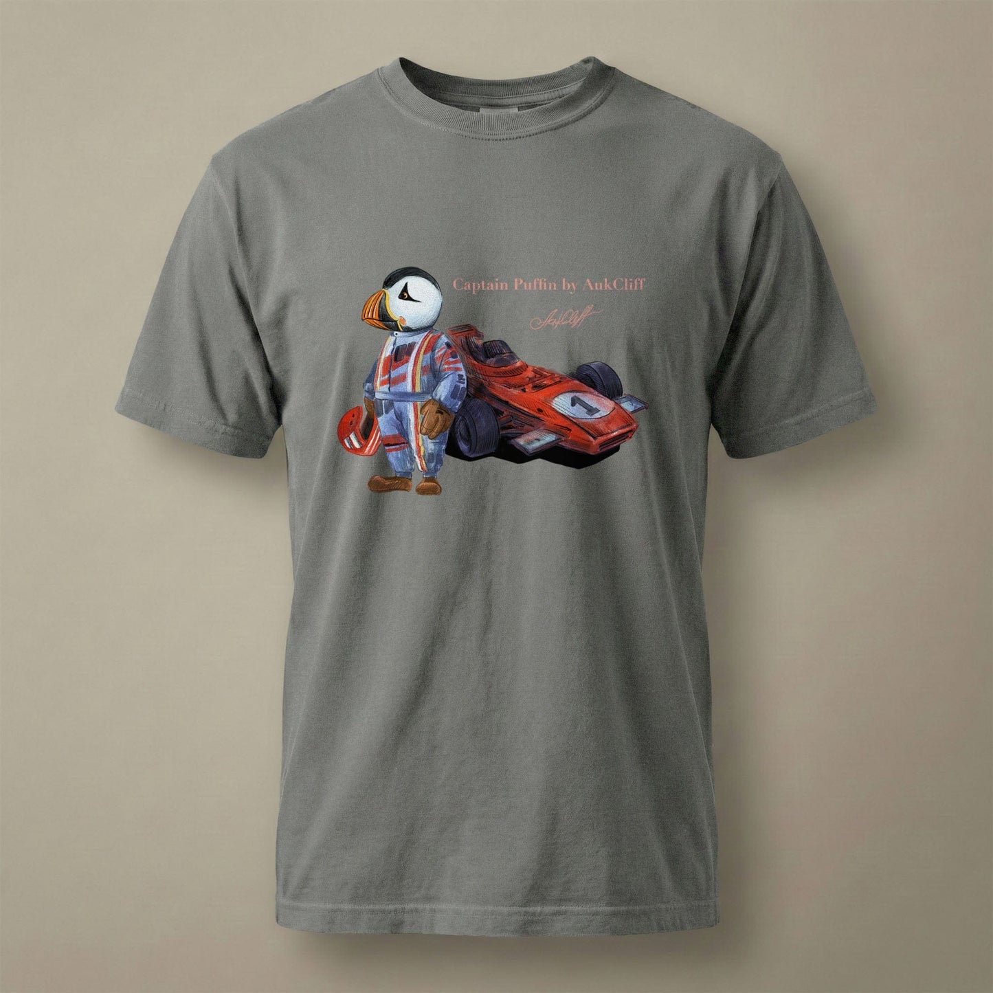 AukCliff Captain Puffin T-shirt Grey / S Captain Puffin™ Formula Racer Comfort Colors T-Shirt
