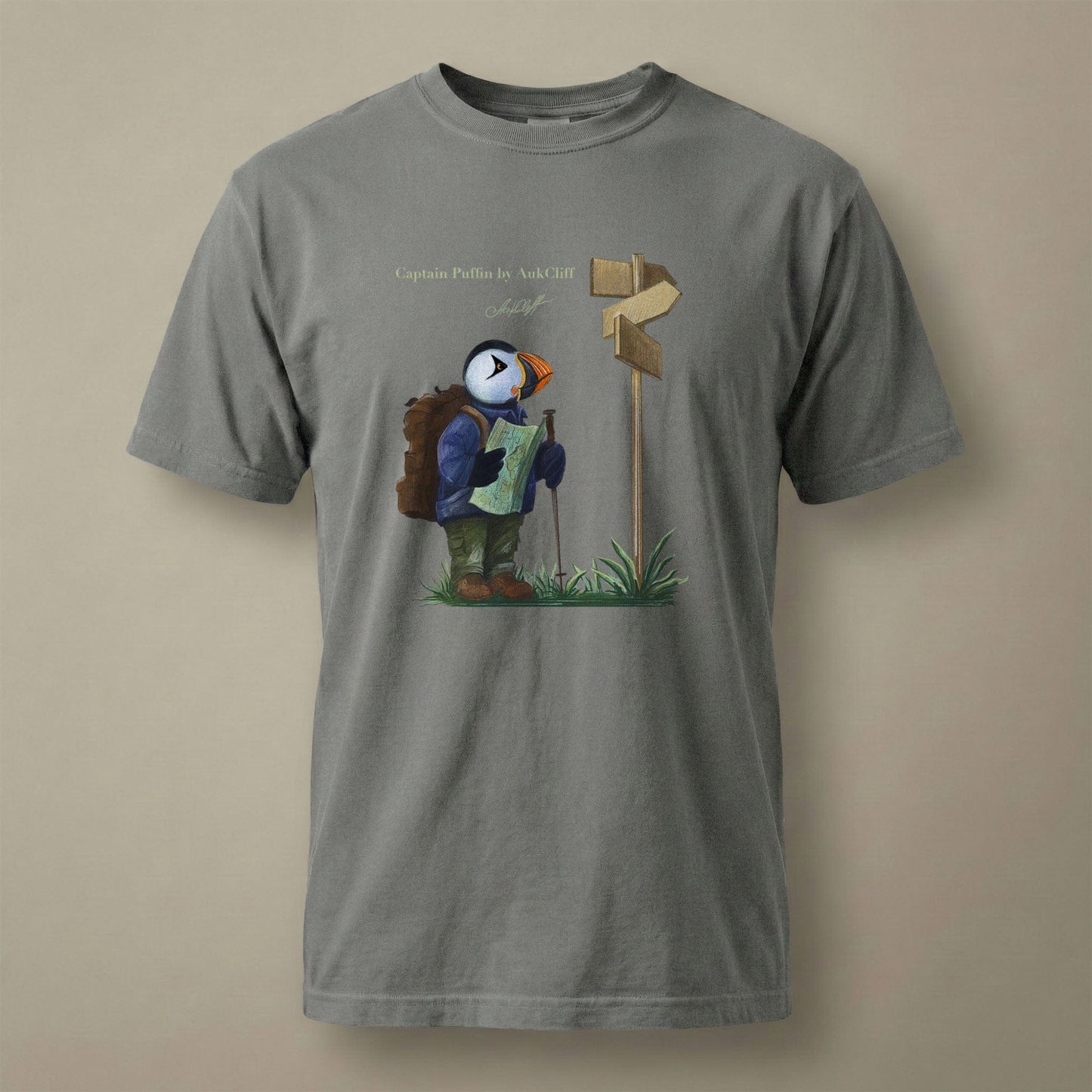 AukCliff Captain Puffin T-shirt Grey / S Captain Puffin™ Hiker Comfort Colors T-Shirt