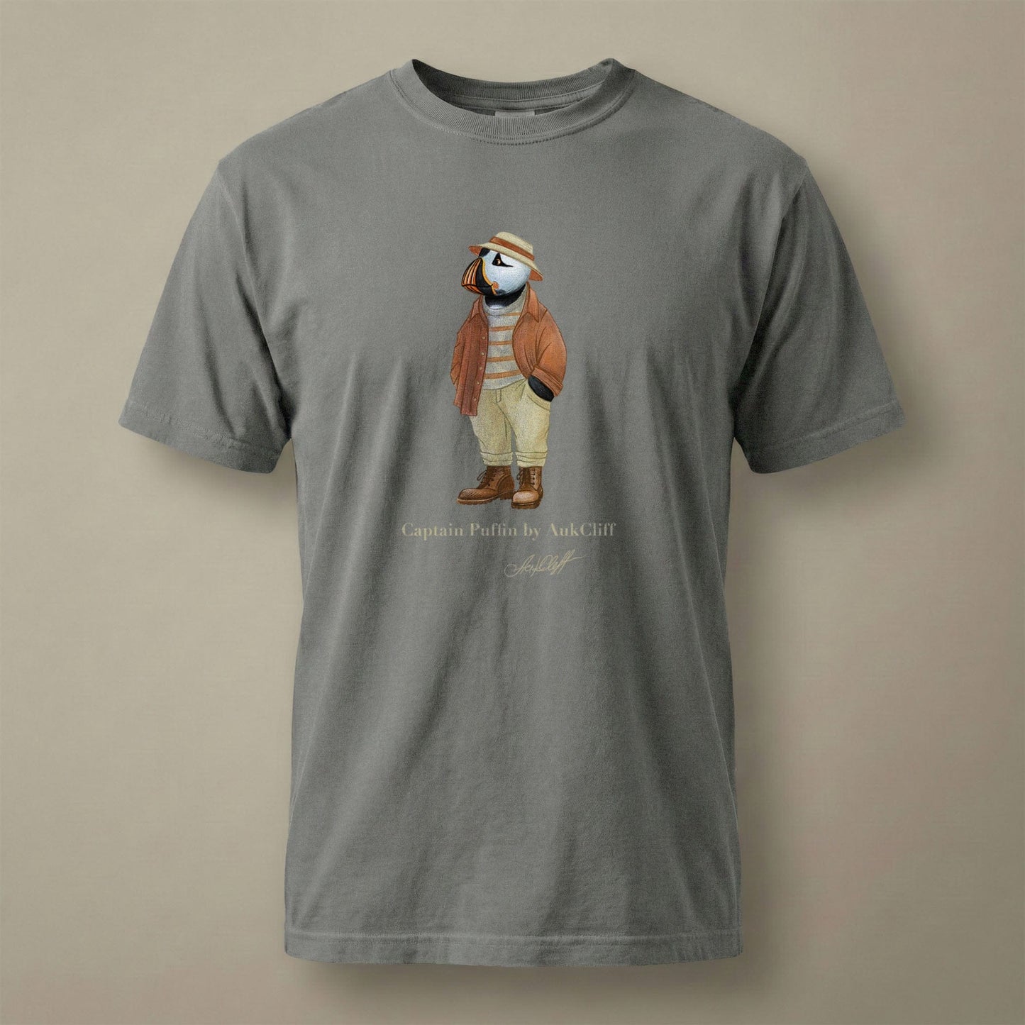 AukCliff® Captain Puffin T-shirt Grey / S Captain Puffin “Iberian Rambler” Comfort Colors T-Shirt
