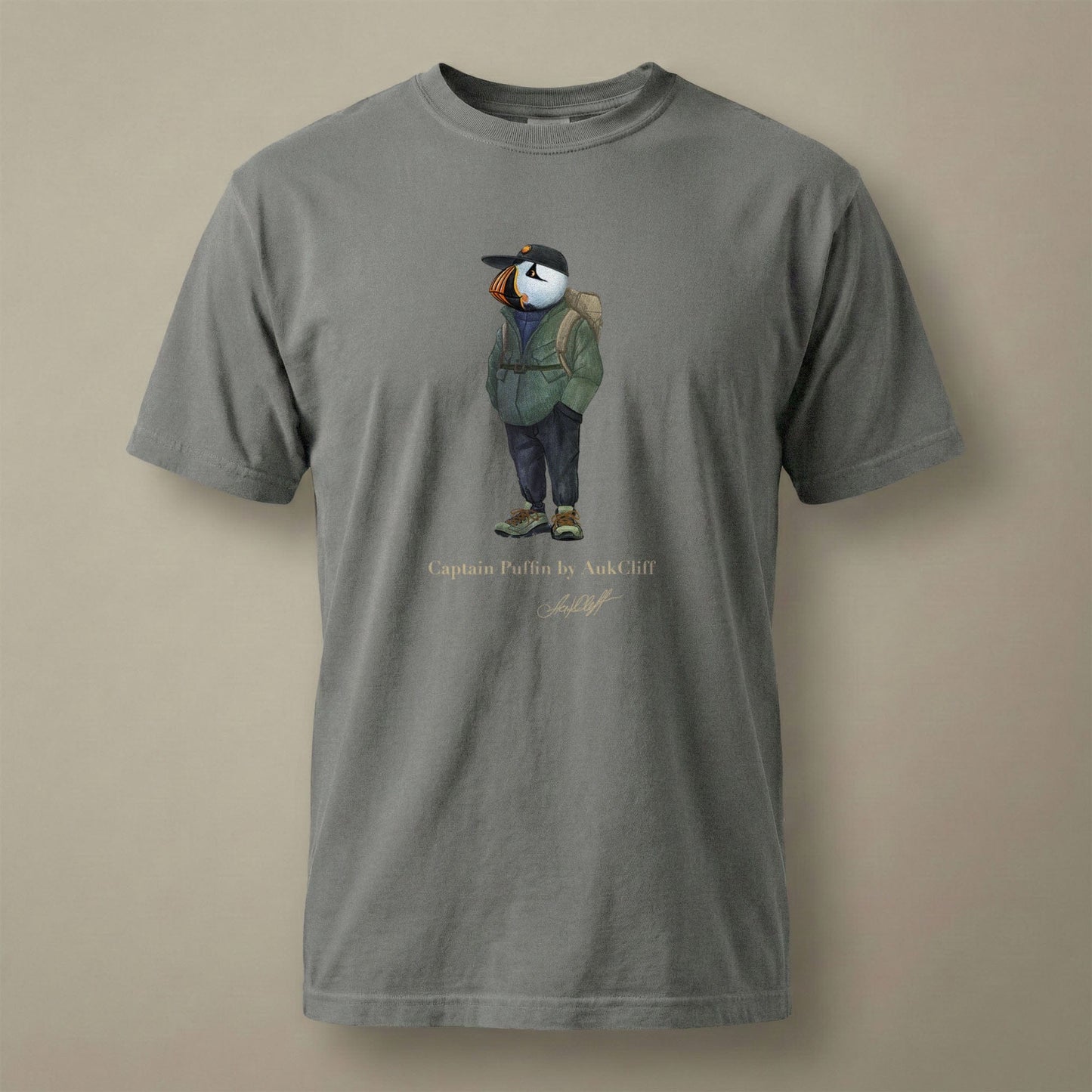 AukCliff® Captain Puffin T-shirt Grey / S Captain Puffin “Japanese Trail Walker” Comfort Colors T-Shirt