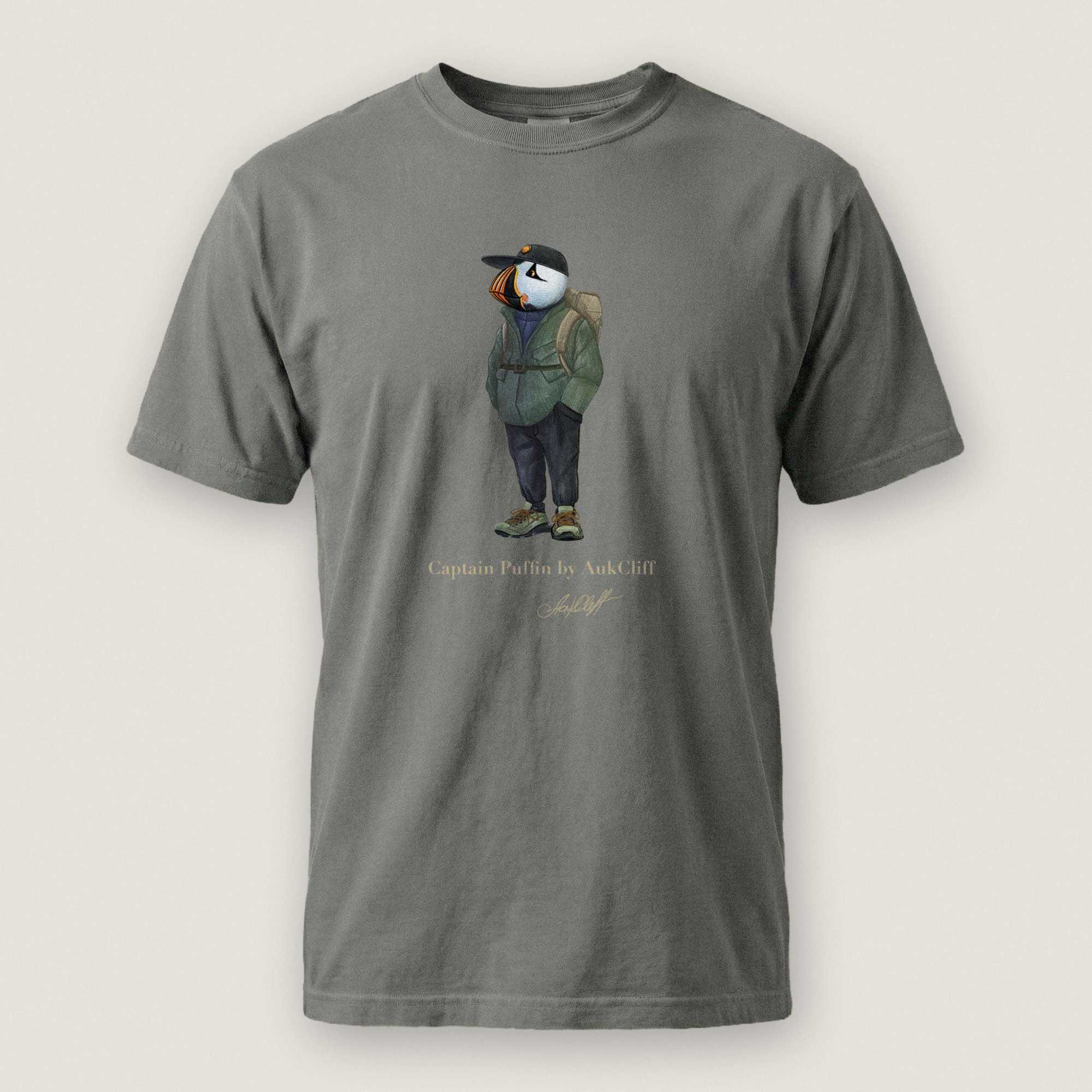 AukCliff® Captain Puffin T-shirt Grey / S Captain Puffin “Japanese Trail Walker” Comfort Colors T-Shirt