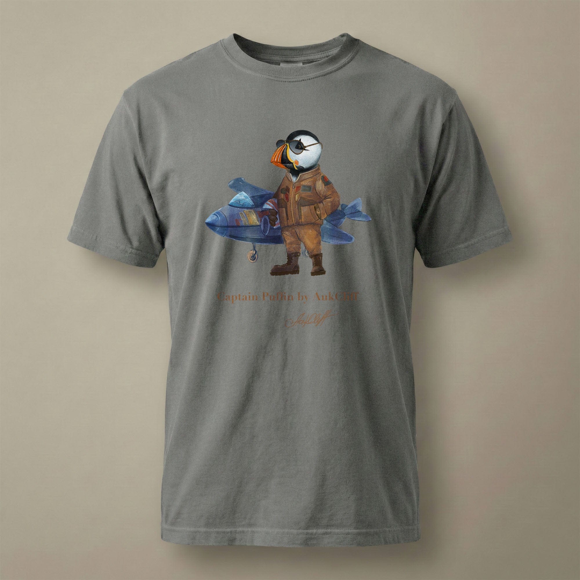 AukCliff Captain Puffin T-shirt Grey / S Captain Puffin™ Jet Pilot Comfort Colors T-Shirt