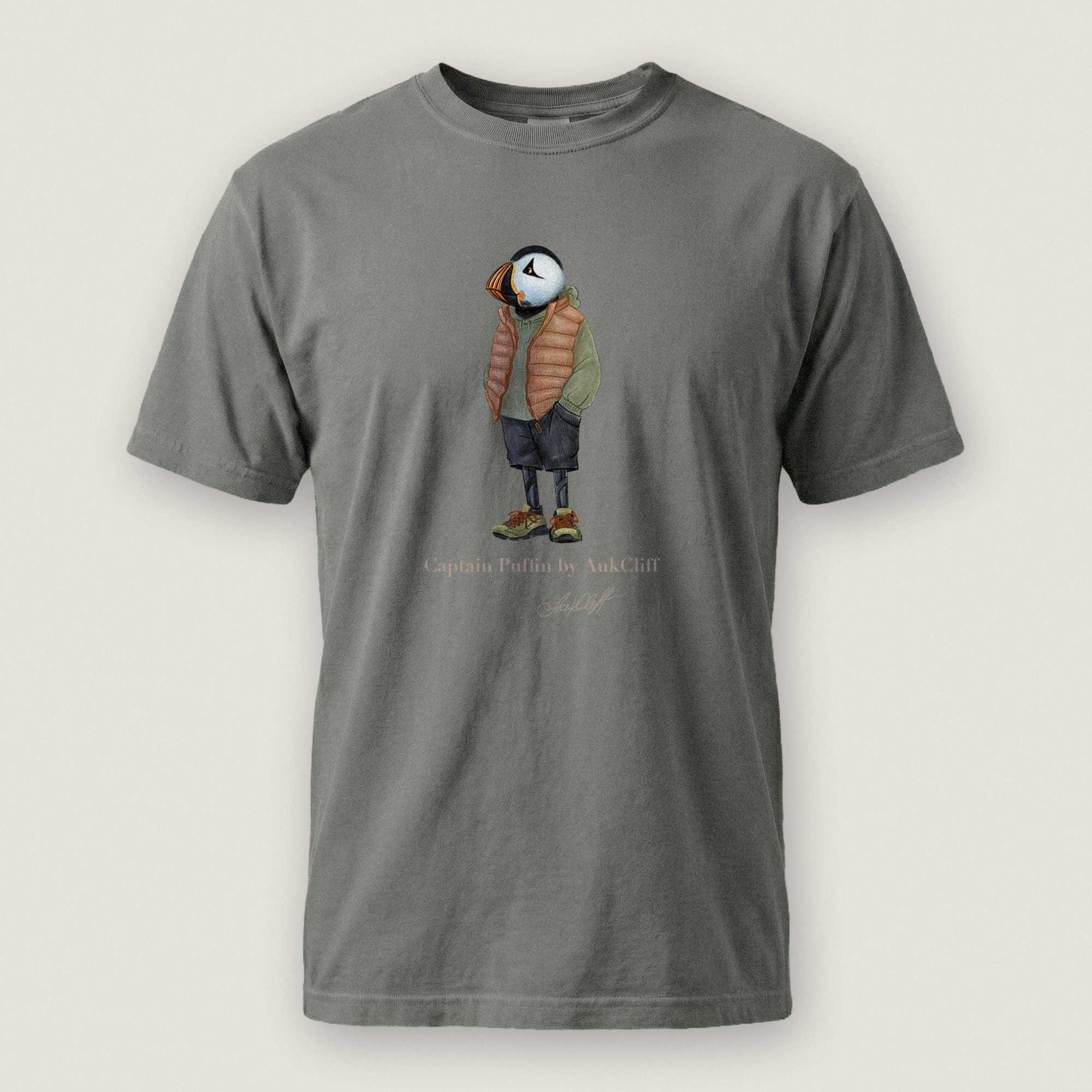 AukCliff® Captain Puffin T-shirt Grey / S Captain Puffin “New Zealand Tramper” Comfort Colors T-Shirt