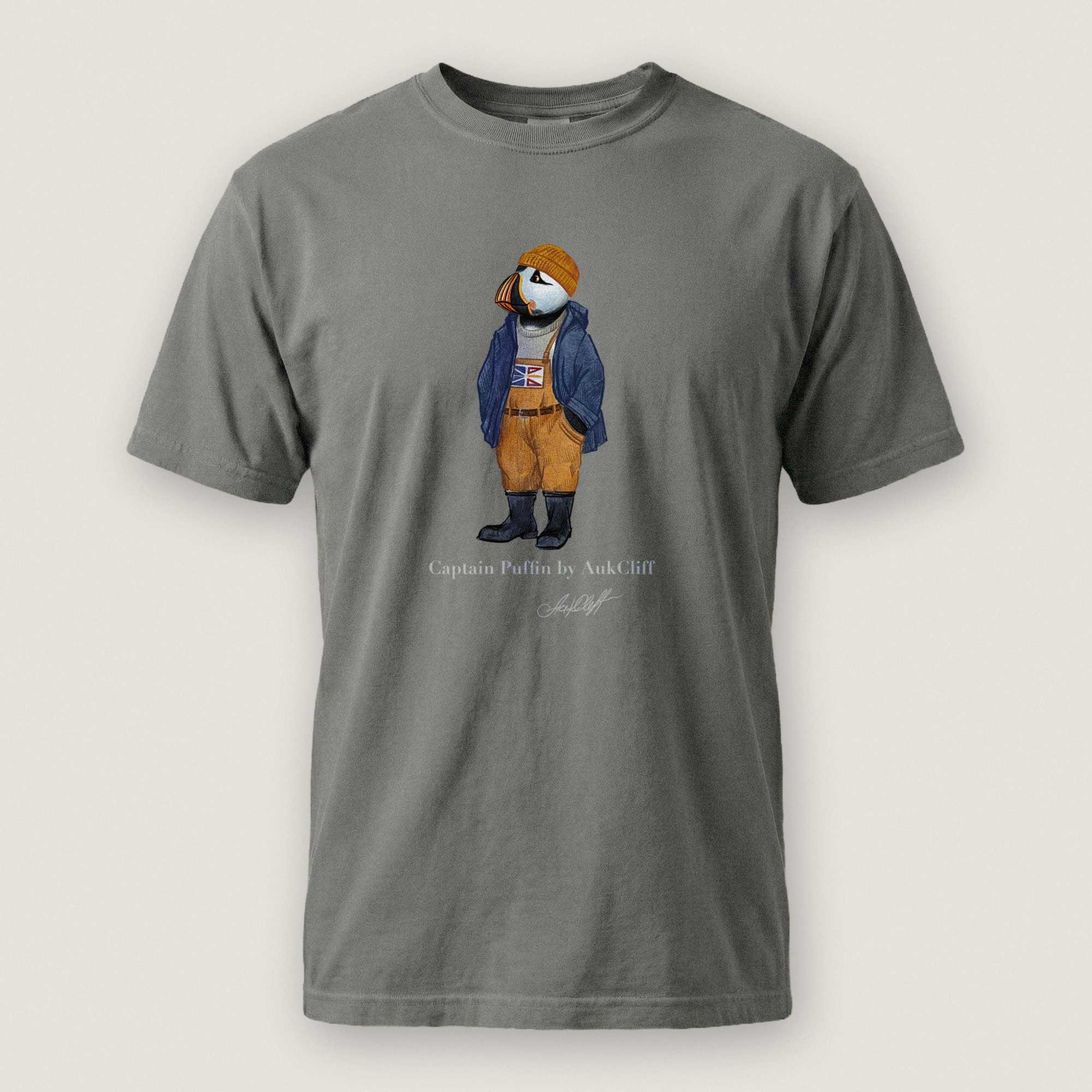 AukCliff® Captain Puffin T-shirt Grey / S Captain Puffin™ Newfoundland & Labrador Comfort Colors T-Shirt