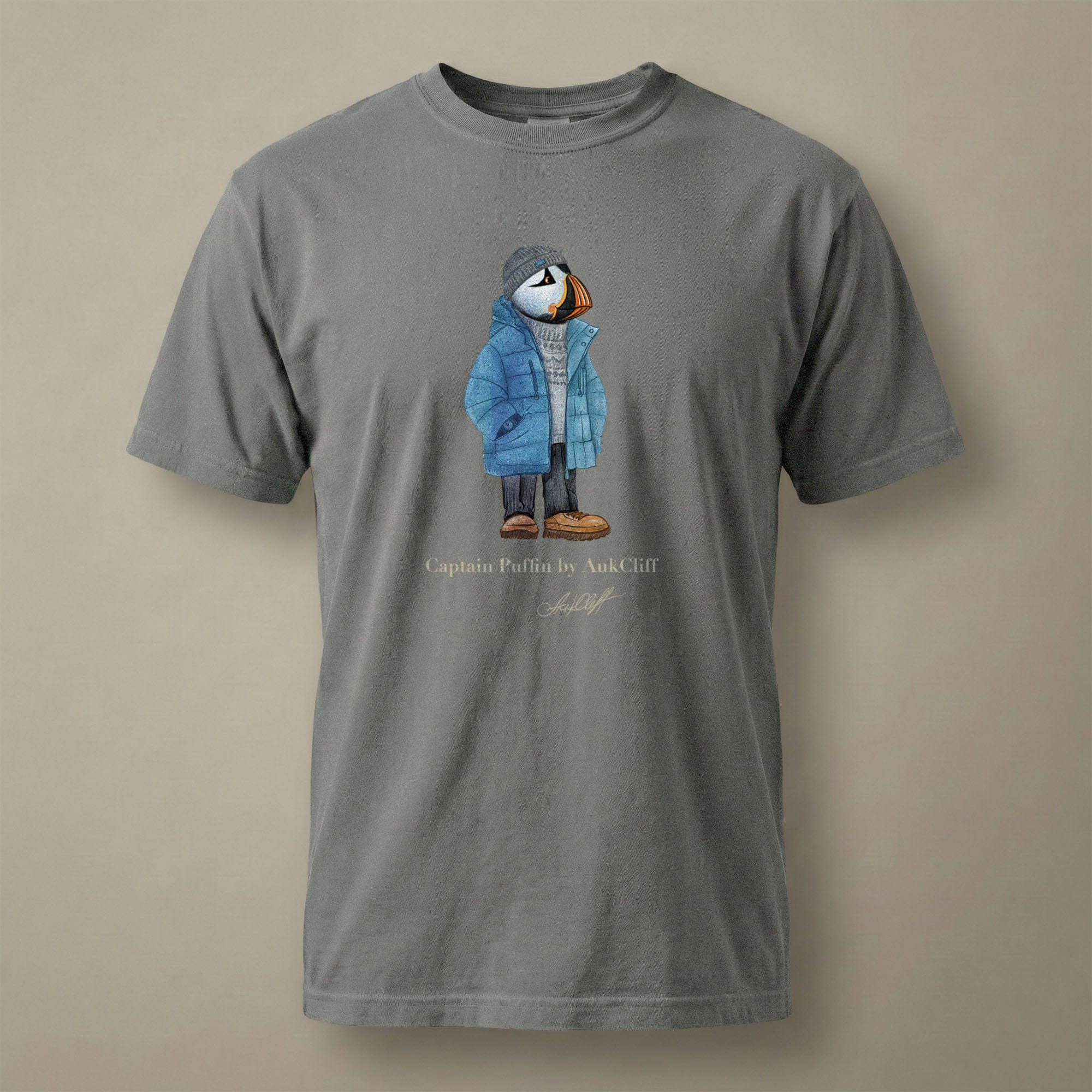 AukCliff® Captain Puffin T-shirt Grey / S Captain Puffin “Nordic Wayfarer” Comfort Colors T-Shirt