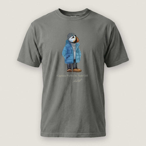 AukCliff® Captain Puffin T-shirt Grey / S Captain Puffin “Nordic Wayfarer” Comfort Colors T-Shirt