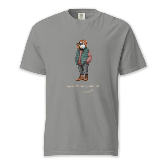 AukCliff® Captain Puffin T-shirt Grey / S Captain Puffin™ “Puffer Vest Nomad” Comfort Colors T-Shirt