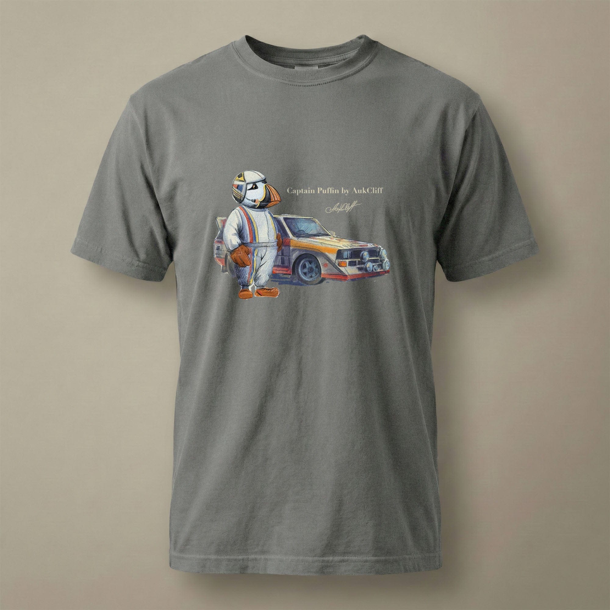 AukCliff Captain Puffin T-shirt Grey / S Captain Puffin™ Rally Driver T-Shirt