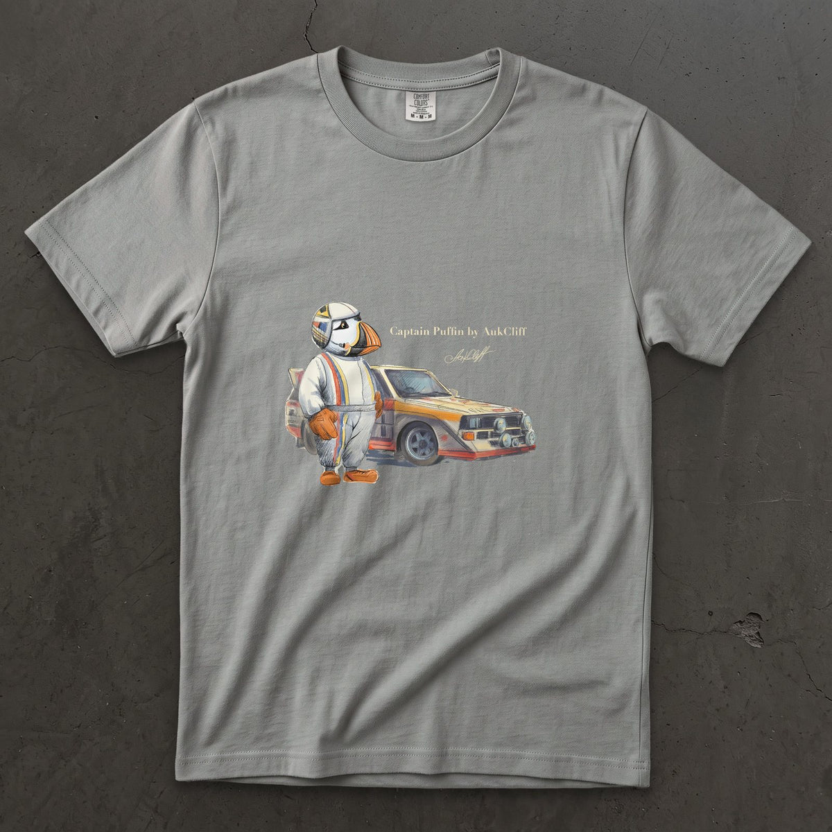 AukCliff Captain Puffin T-shirt Grey / S Captain Puffin™ Rally Driver T-Shirt