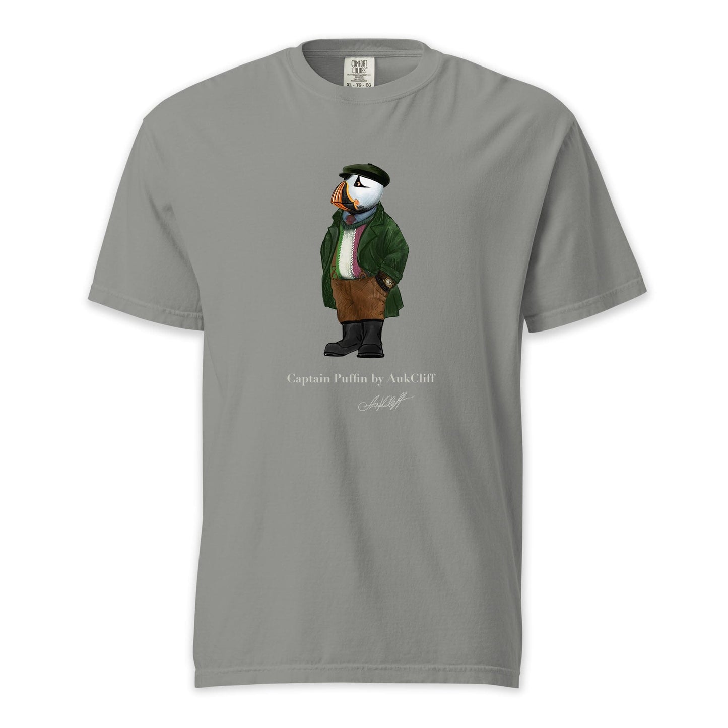 AukCliff® Captain Puffin T-shirt Grey / S Captain Puffin™ Republic of Newfoundland Comfort Colors T-Shirt