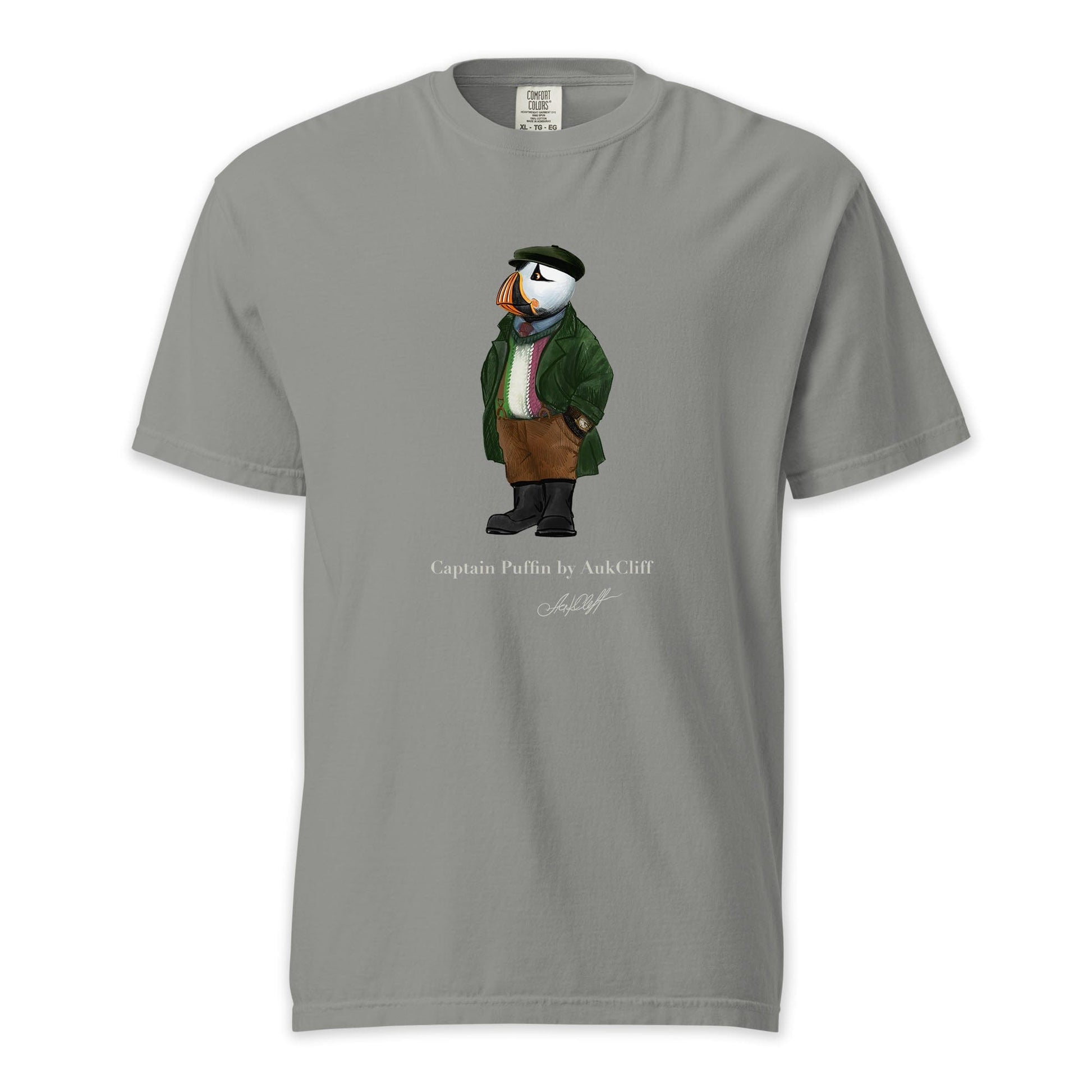 AukCliff® Captain Puffin T-shirt Grey / S Captain Puffin™ Republic of Newfoundland Comfort Colors T-Shirt
